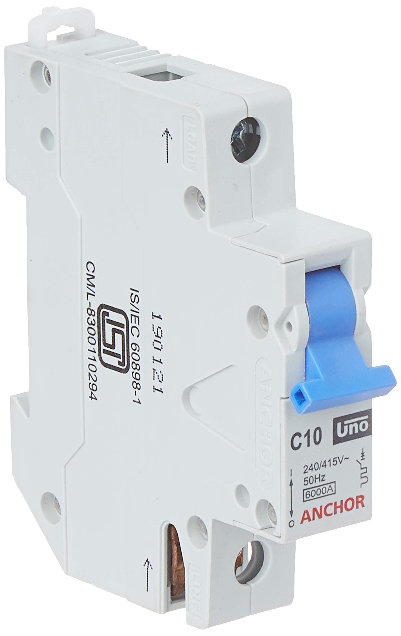 Anchor by Panasonic UNO 10 Amp C Curve Sinlge Pole MCB, 6kA Single Pole MCB (99002/10002)