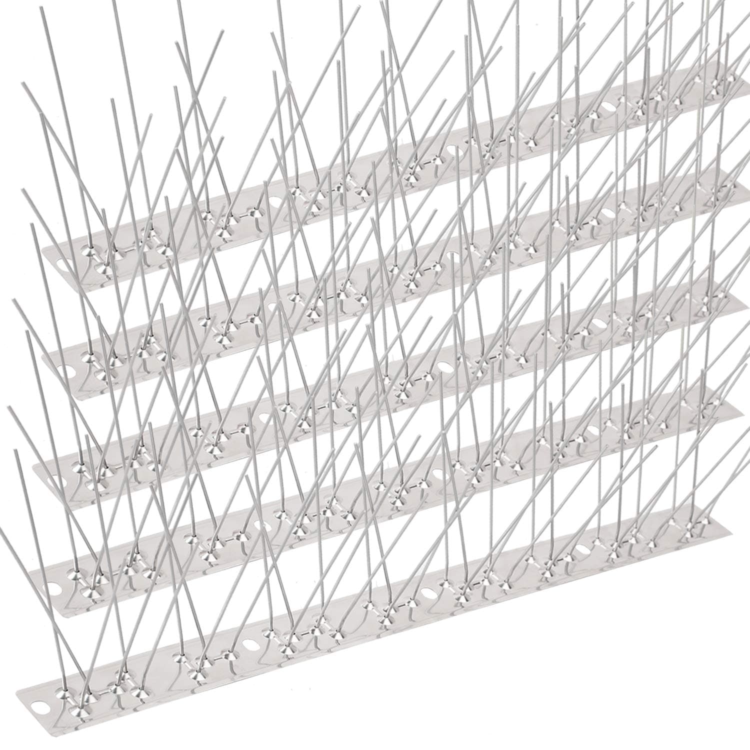Bird Spikes Stainless Steel 21.5ft Coverage 20 Pack for Pigeons Small Birds Outdoor Use Bird Spikes Strips for Fence Crows Woodpeckers with 304 Stainless Steel Pins and Base Not Rusty