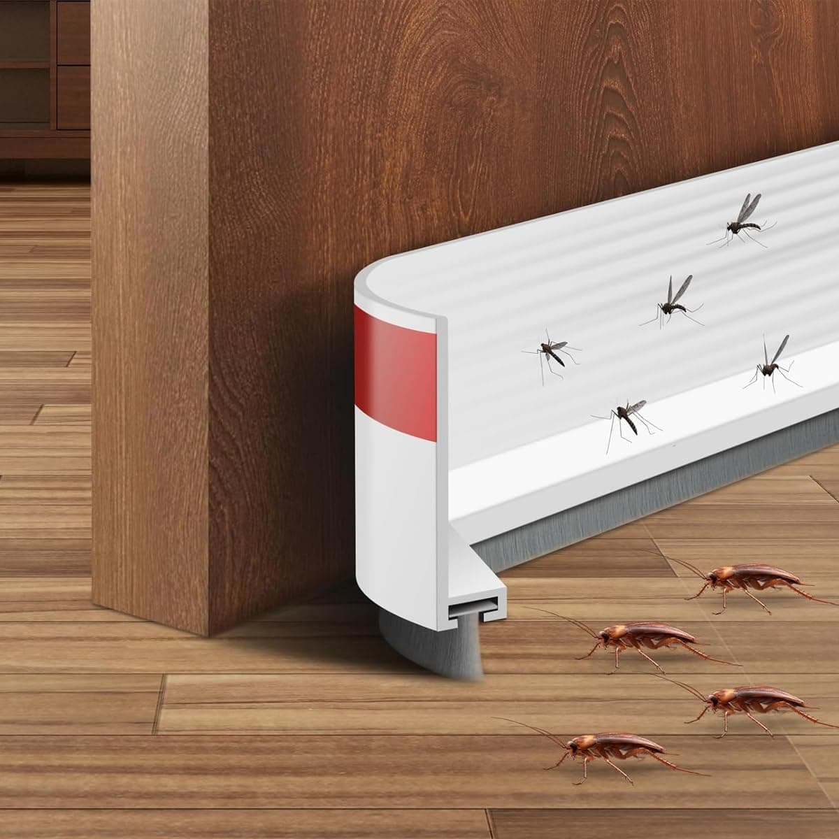 HASTHIP Door Draft Stopper, 3.3FT Self-adhesive Under Door Sweep Door Stoppers, with Brush Pests Insects, Breeze, Light Air Sound and Proof Door Draft Blocker (White)