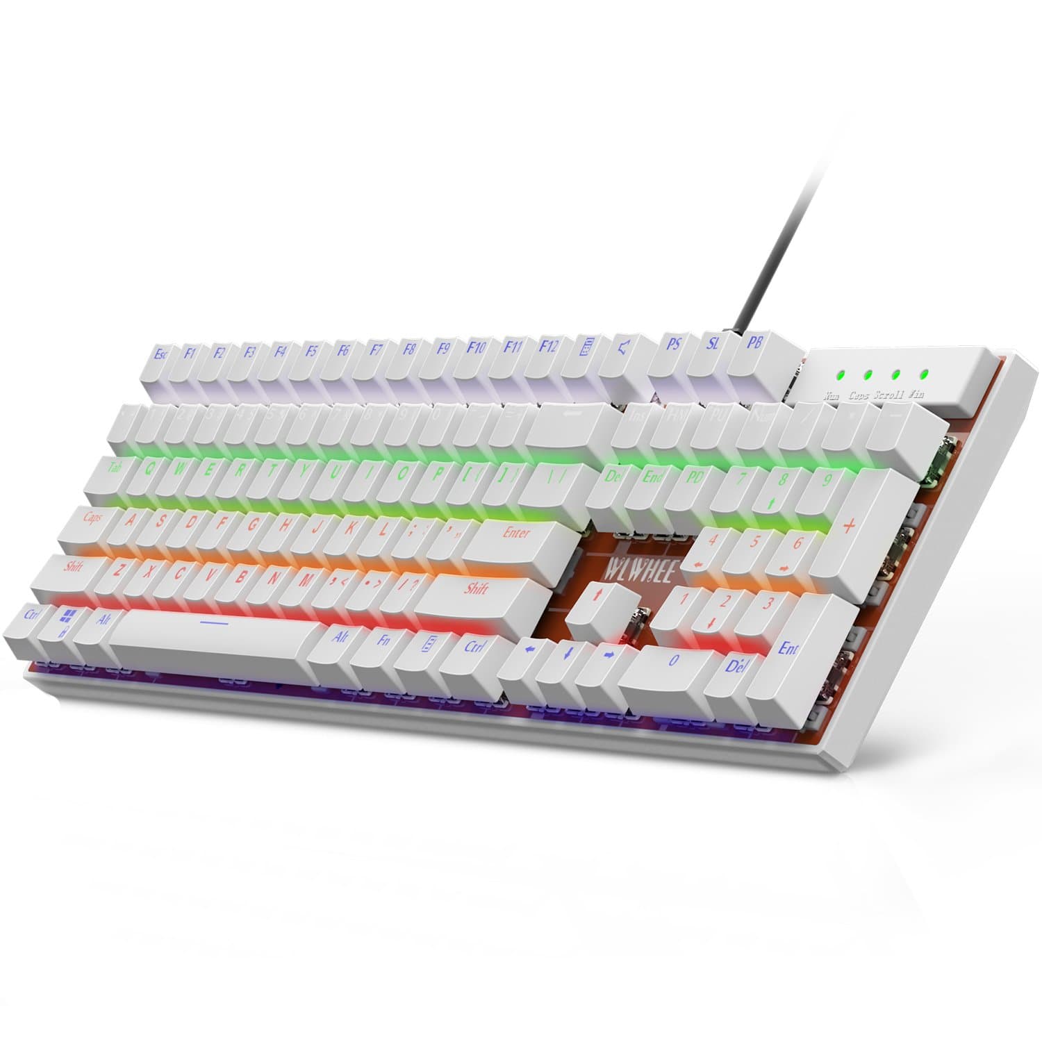 Mechanical Gaming Keyboard WLWHEE Anti Ghosting LED 104 Keys LED Keyboards with Blue Switches for PC Gamers & Mac Players