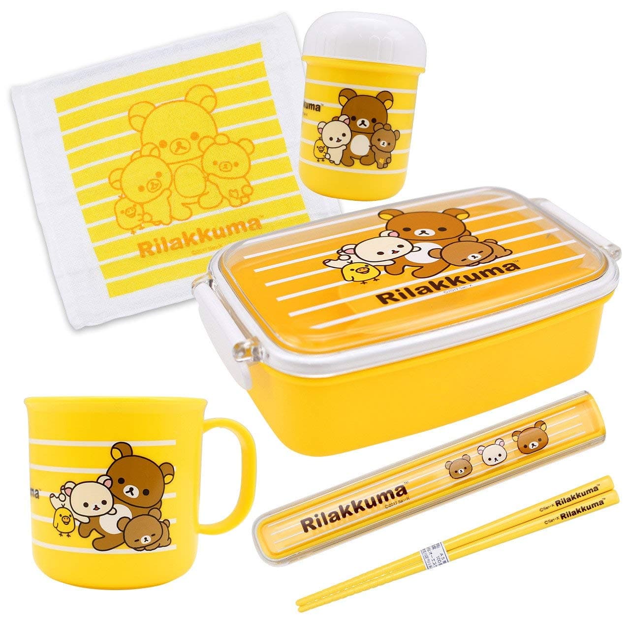 Rilakkuma Lunch Set Lunch Box Chopstick Plastic Cup Towel from Japan