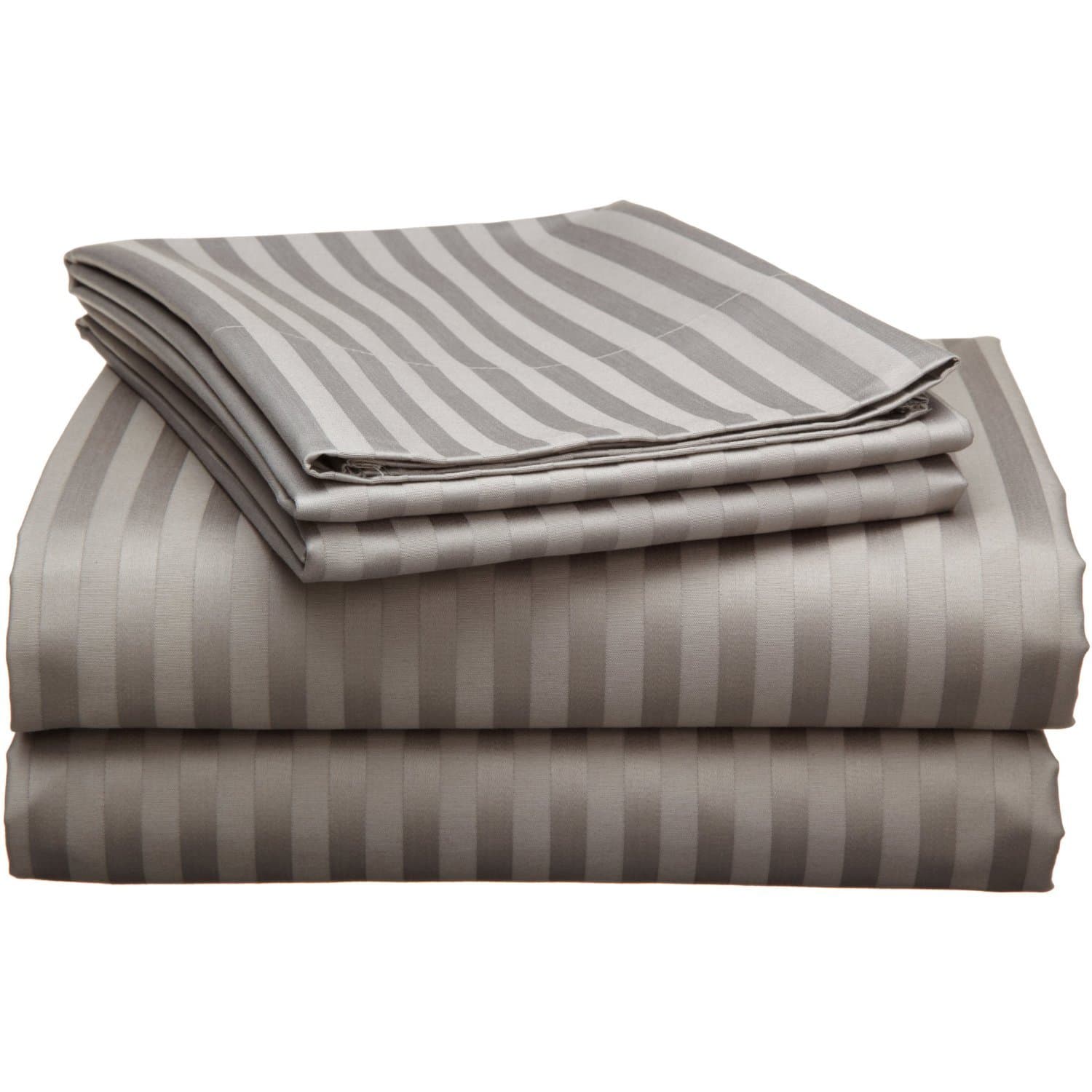 Echelon 800 Egyptian Stripe King Sheet Set, Pewter