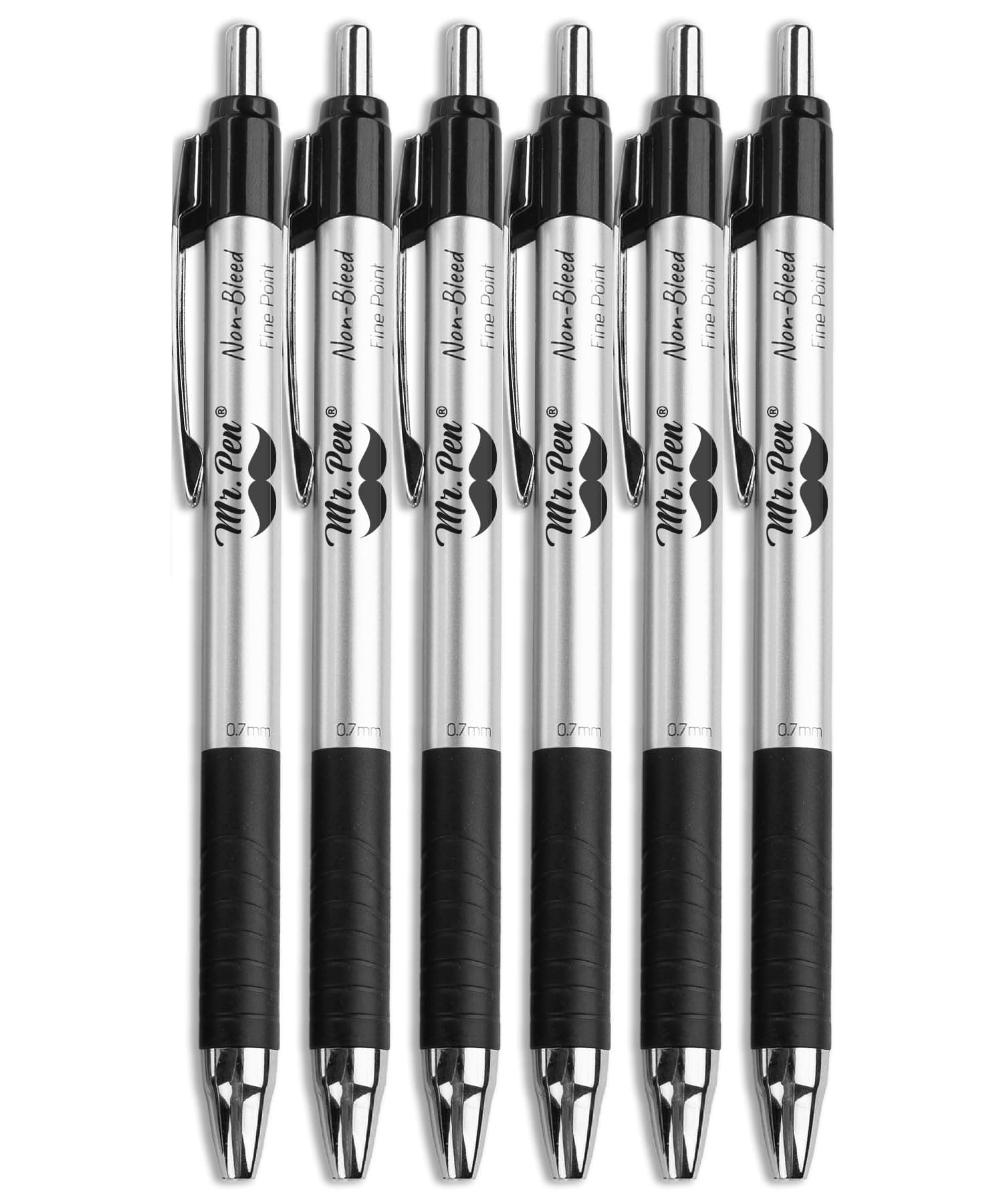 No Bleed Pens, Bible Pens, Fine Tip, Black, Pack of 6