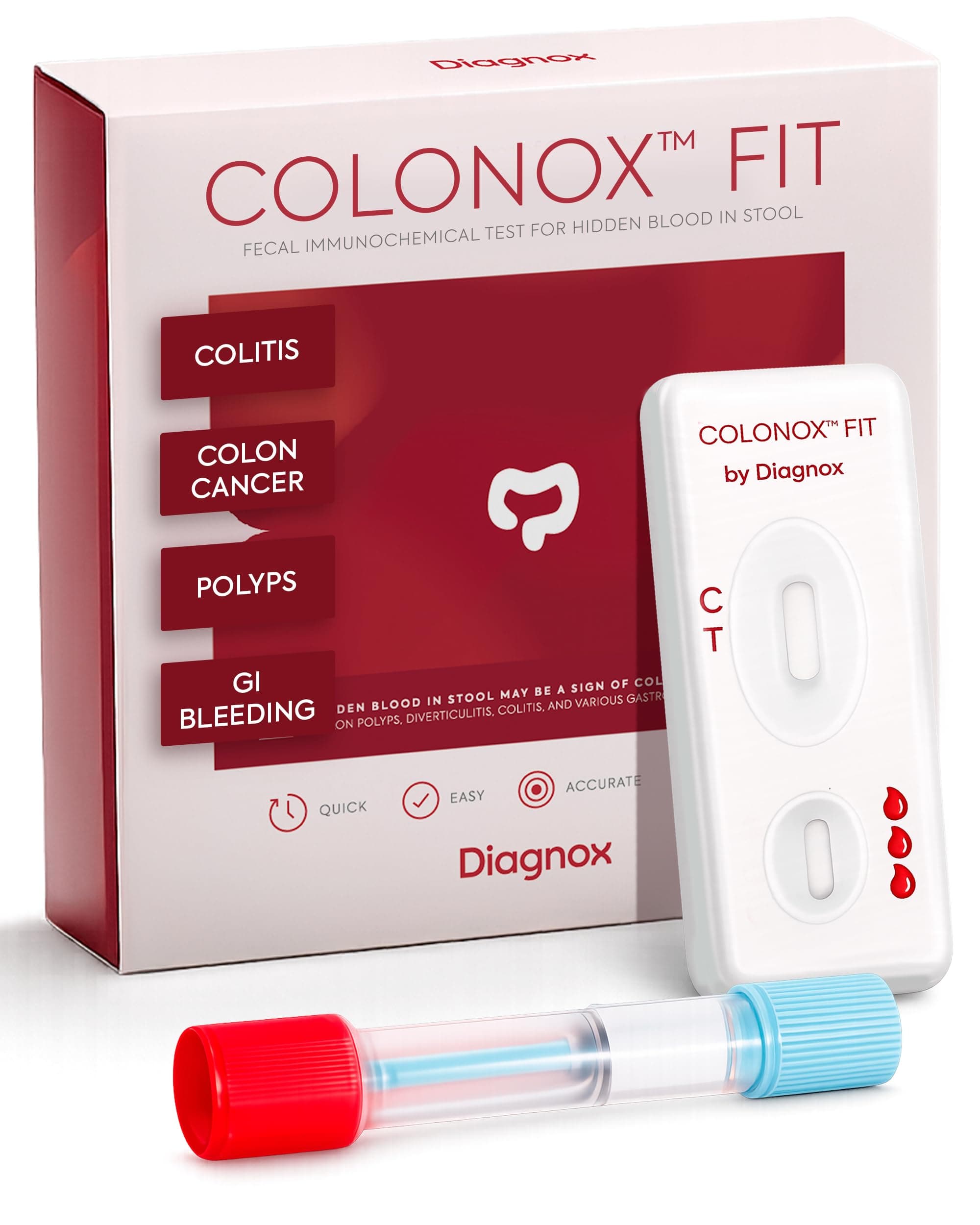 COLONOX at-Home Colon Screening Test Kit – Easy to Use Fecal Occult Blood (FIT or FOB) Colon Test for Early Detection (2 Tests)
