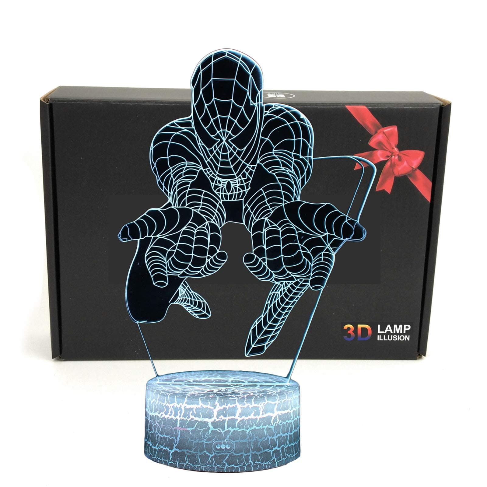 Superhero 3D Illusion Spider Bedroom Night Light Desk Lamp Gift for Man, Girls, Boys, Teens, Kids