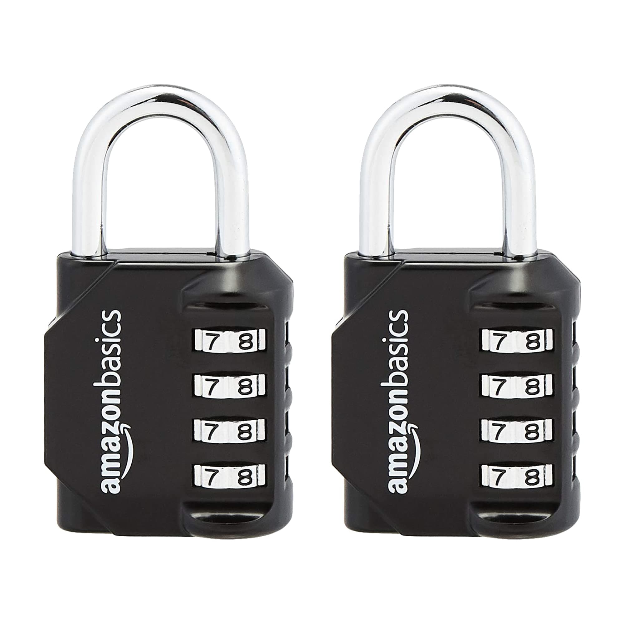 Amazon Basics 4-Digit Combination Lock, Black, 2-Pack