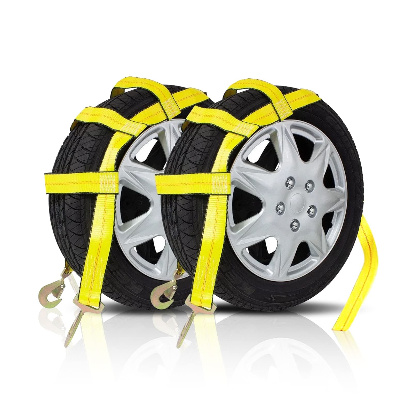 Patrol 2 Pack Tow Dolly Basket Straps with Flat Hooks - Universal Vehicle Tow Dolly Straps for Small to Medium Size Tie Wheels - 12000 lbs Breaking Strength
