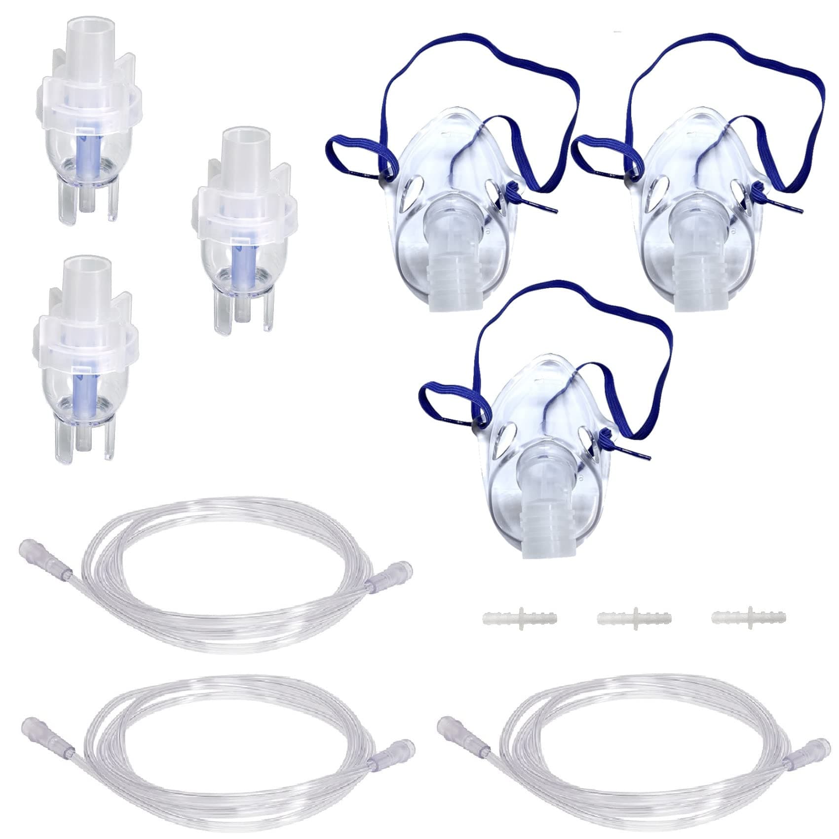 ResOne 3pk Nebulizer Replacement Accessories w/Cup, Kids (Pediatric) Mask, 7' Tubing, Connector
