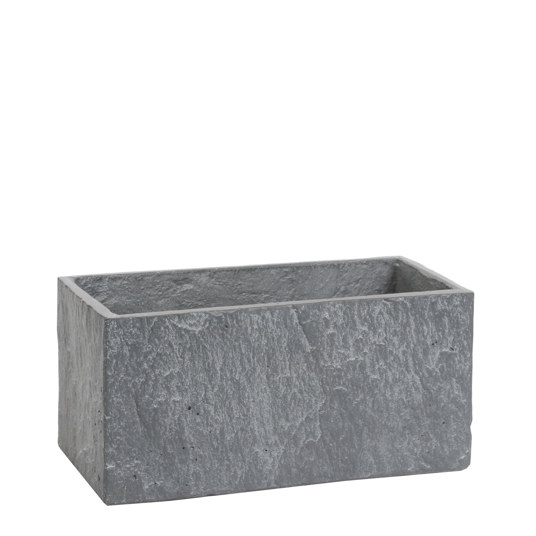 Mica Decorations Planter Slate – Cement Flower Plant Pot light grey, 28 x 14 x 14 cm (lxwxh)