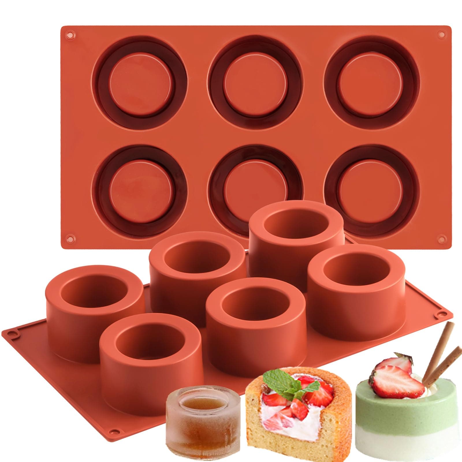 JOERSH 2Pcs Chocolate Candy Mold Silicone Round Molds for Baking Muffin Cake, Dessert, Cookie, Food Bowl, Shot Glass Ice Molds for Freezer