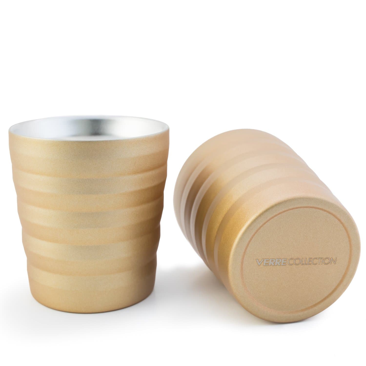 Classic Espresso Lungo Double Wall Stainless Steel Cup Set of 2, 8 Ounces Verre Collection (Gold)