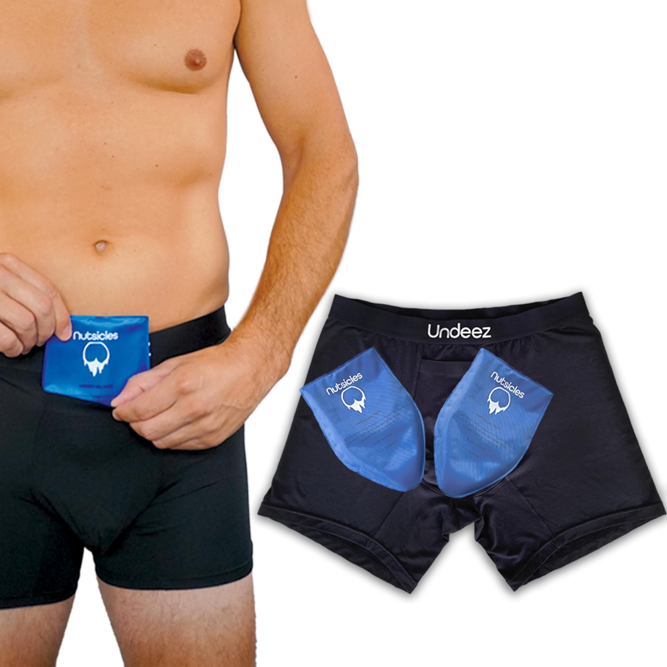Undeez Vasectomy Underwear - Comes With 2-Custom Fit Ice Packs and Snug Boxer Briefs For Testicular Support and Pain Relief