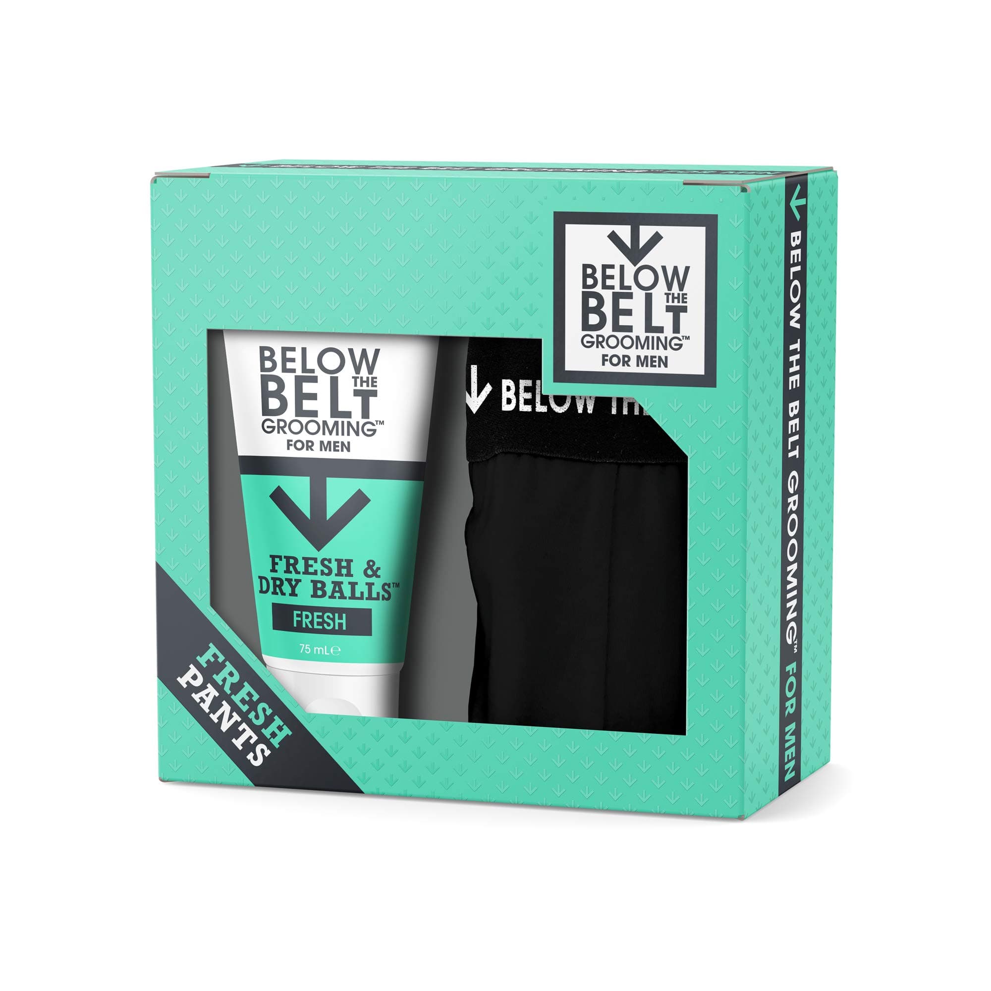 Below The Belt Grooming, Fresh Pants Gift Set Includes Fresh & Dry Balls Fresh and Below the Belt Boxer Shorts, Protects against Sweat, Odour and Chafing