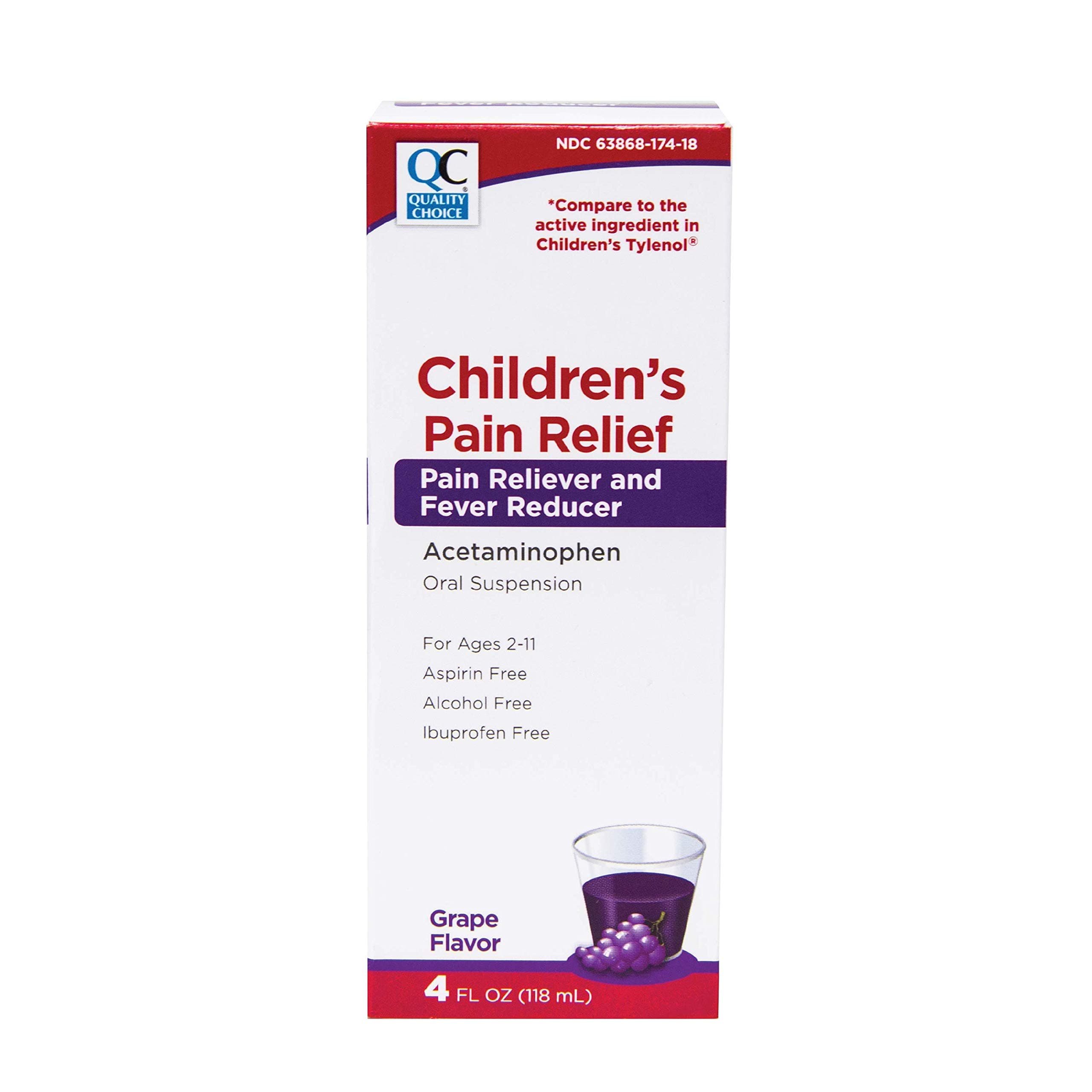 Quality Choice Children's Acetaminophen Pain Reliever Grape 4 FL OZ