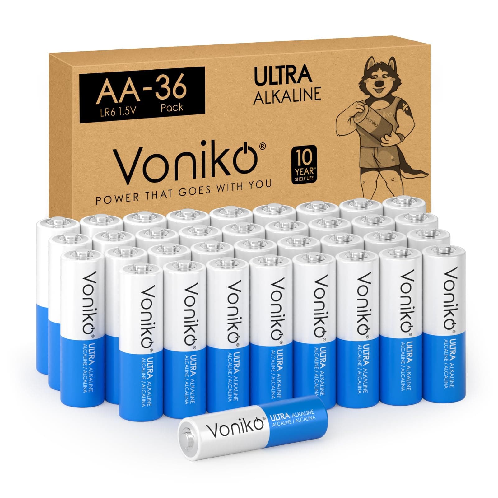 Premium Grade AA Batteries - (36 Pack) - Alkaline Double A Battery - Ultra Long-Lasting, Leakproof 1.5v Batteries - 10-Year Shelf Life