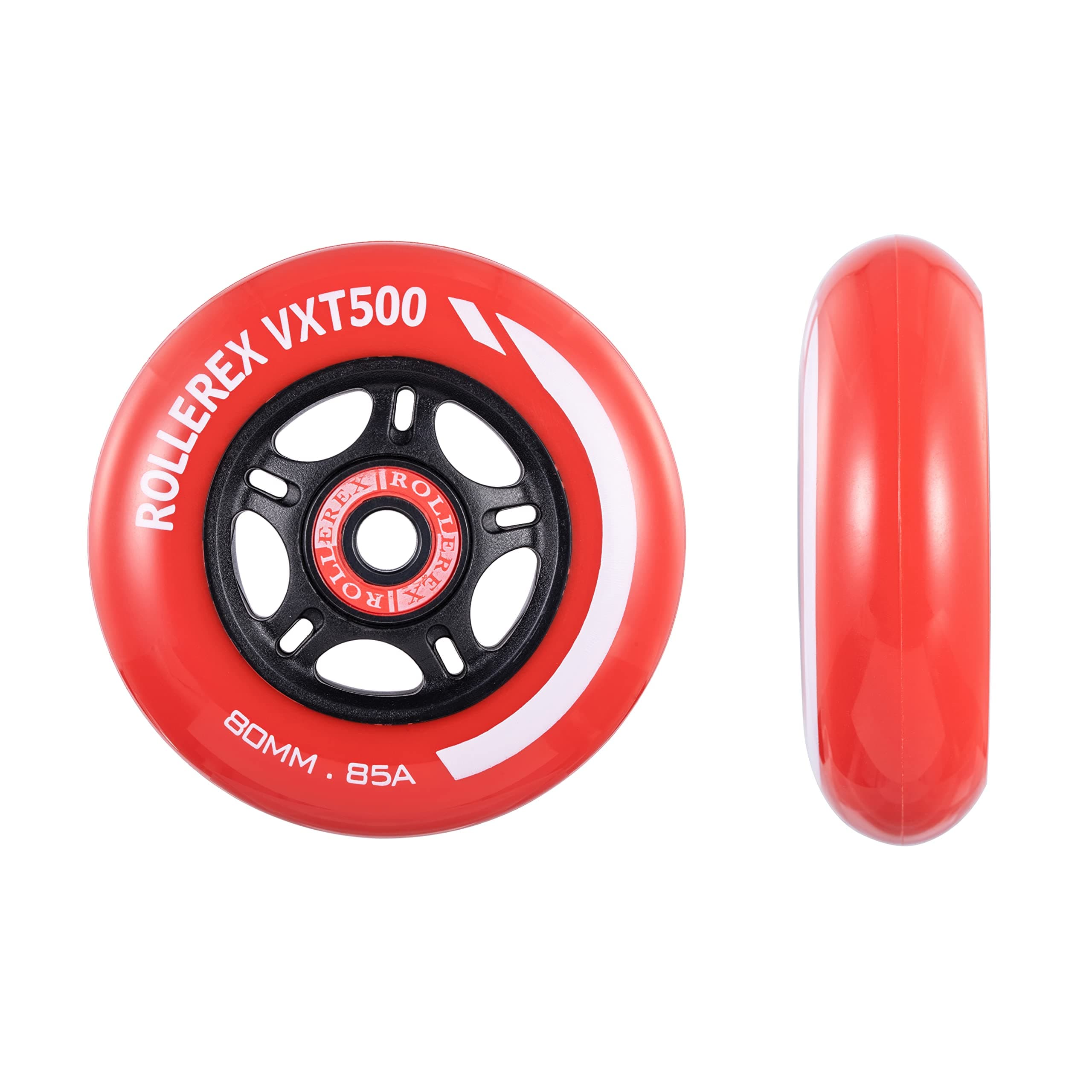 Rollerex VXT500 RipStik/Inline Skate Wheels (2-pack w/bearings, spacers and washers) (Use on Hockey Roller Blades) - Can Be Used As RipStik Caster Board Wheel Replacements