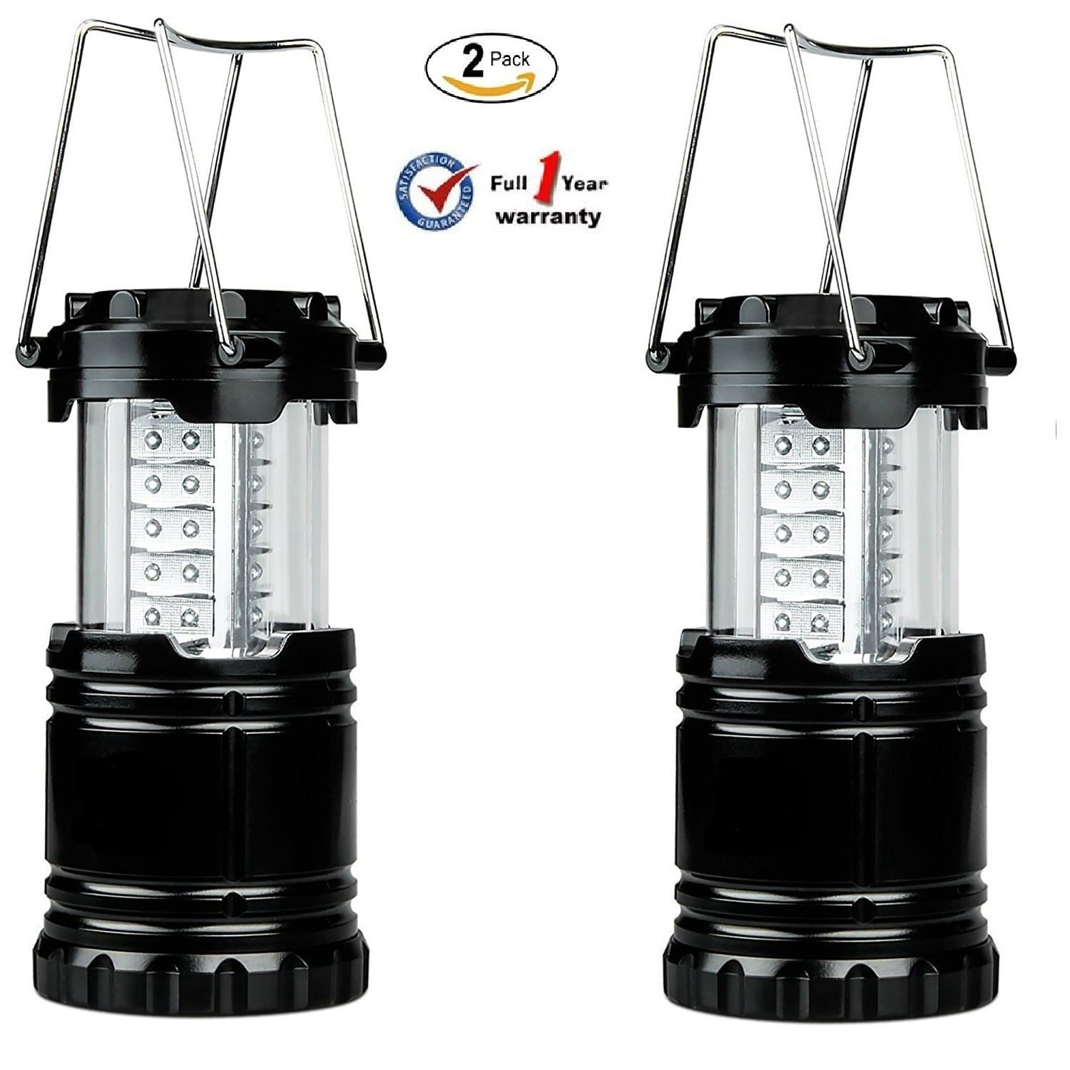 Ultra Bright LED Camping Light, Outdoor Waterproof Flashlight Hiking Light, Portable Collapsible Portable Outdoor LED Camping Lantern (2 Pack)