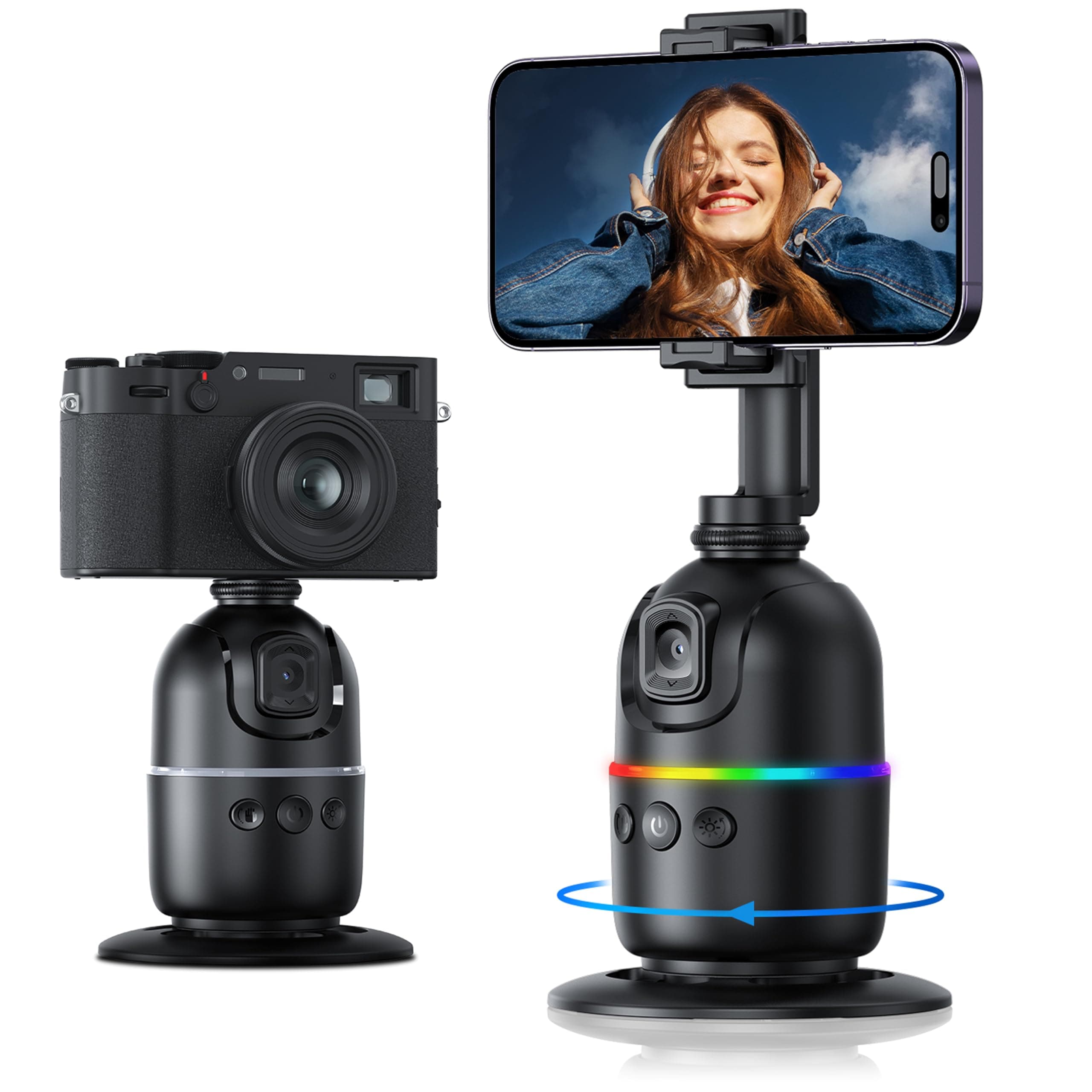 Auto Face Tracking Tripod,360° Rotating Face Body Phone Camera Mount Detachable Stand TripodGesture Control,Smart Shooting Holder Rechargeable for Vlog, Streaming, tiktok Trend Items