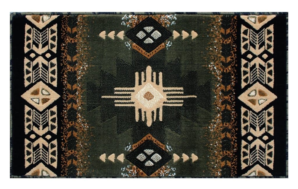 South West Native American Mat Area Rug Design C318 Sage Green (24 Inch X 40 Inch) Mat