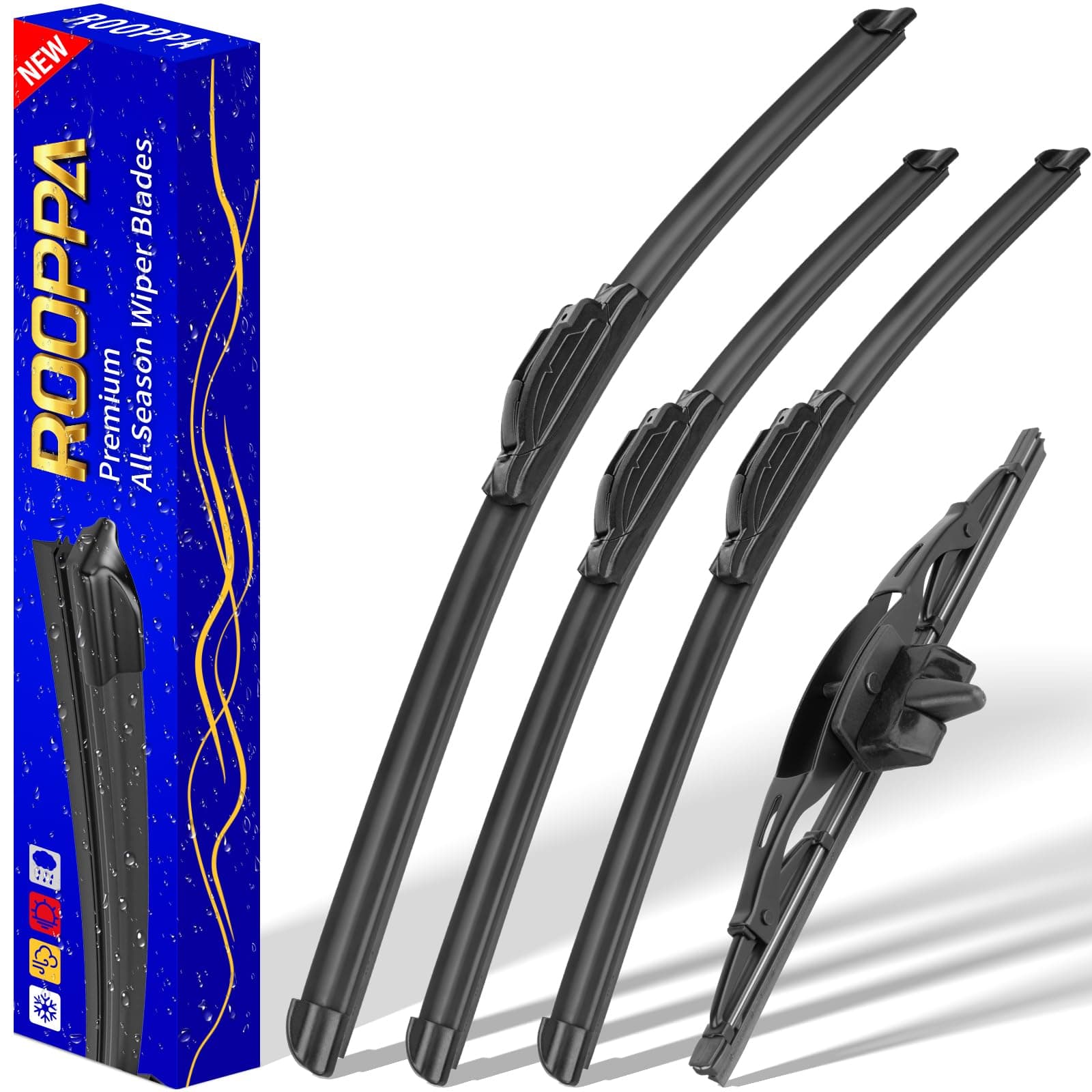 4 wipers Replacement for 2007-2014 Toyota FJ Cruiser, Windshield Wiper Blades Original Equipment Replacement - 16"/14"/14"/10" (Set of 4) U/J HOOK