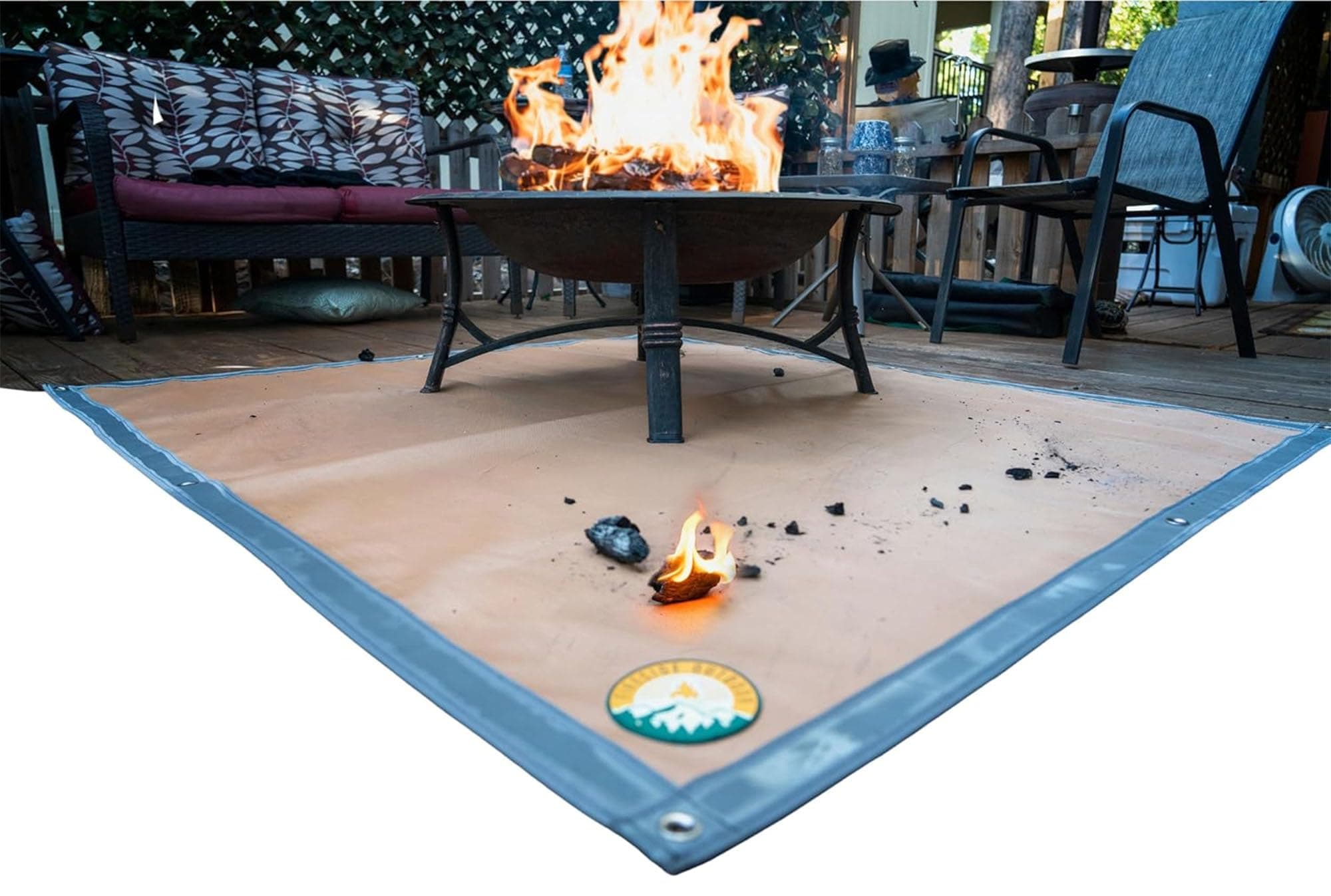Fireside Outdoor Portable Fire Pit Mat for Under Grills - Under Grill Mats for Outdoor Grill Deck Protector, Solo Fire Pit Accessories, Fireproof Mats, BBQ Pits, Firepit - Ember Mat, 67"x60"