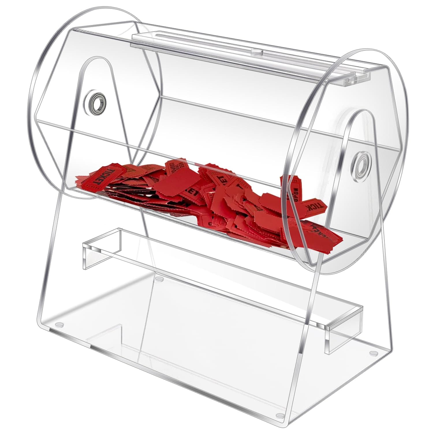 BZnota Acrylic Raffle Drum, Clear Raffle Ticket Drum Spinner Cage, Transparent Raffle Ticket Box for Lottery Games, Bingo, Raffle Balls