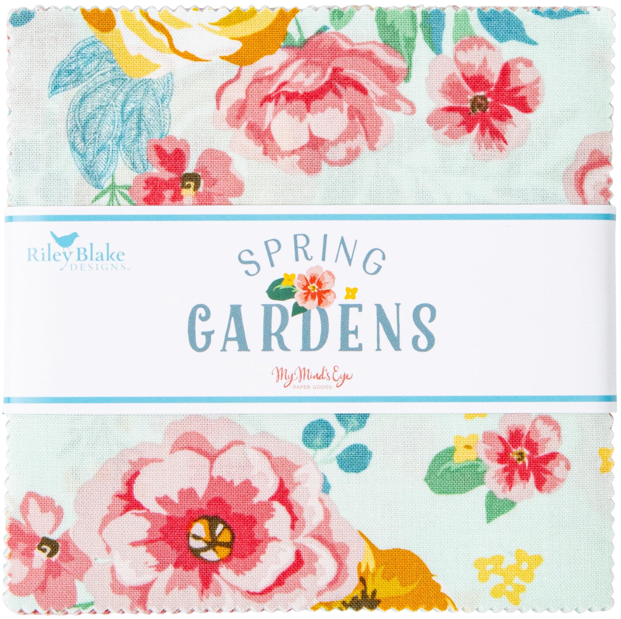 Spring Gardens Riley Blake 5-inch Stacker, 42 Precut Fabric Quilt Squares by My Mind's Eye