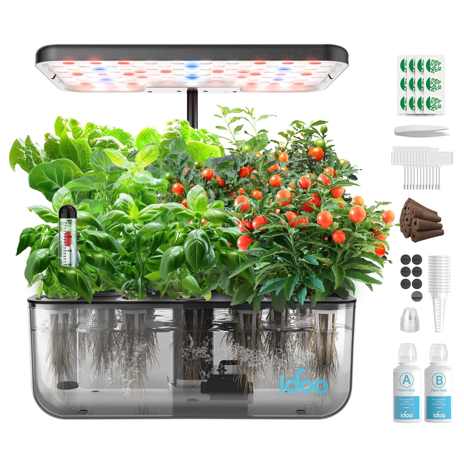 Hydroponic Propagation System, Indoor Herb Garden with LED Plant Lamp, Smart Garden with Automatic Timer, Height Adjustable Herb Garden Set, 12 Sleeves
