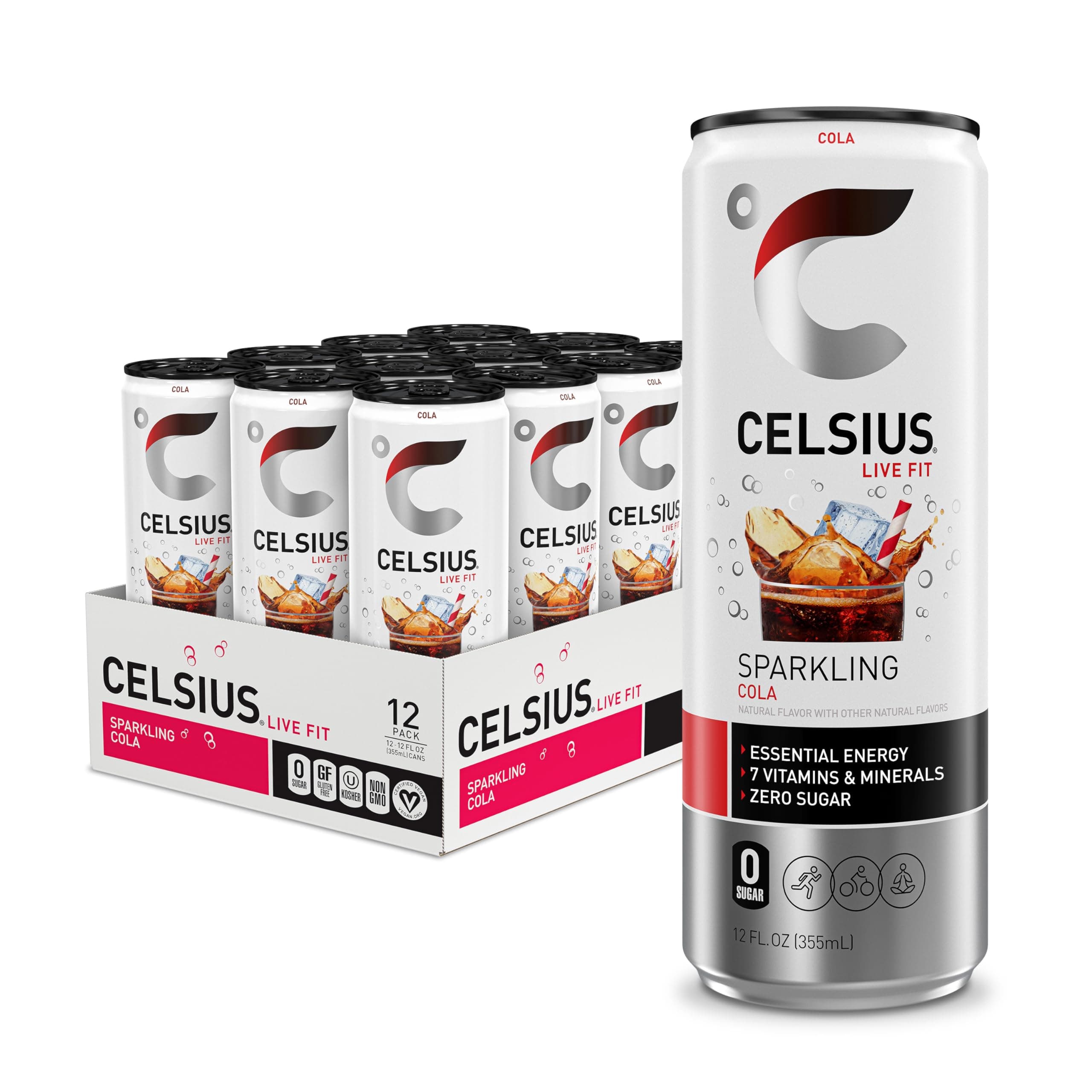 CELSIUS Sparkling Cola, Functional Essential Energy Drink 12 Fl Oz (Pack of 12)