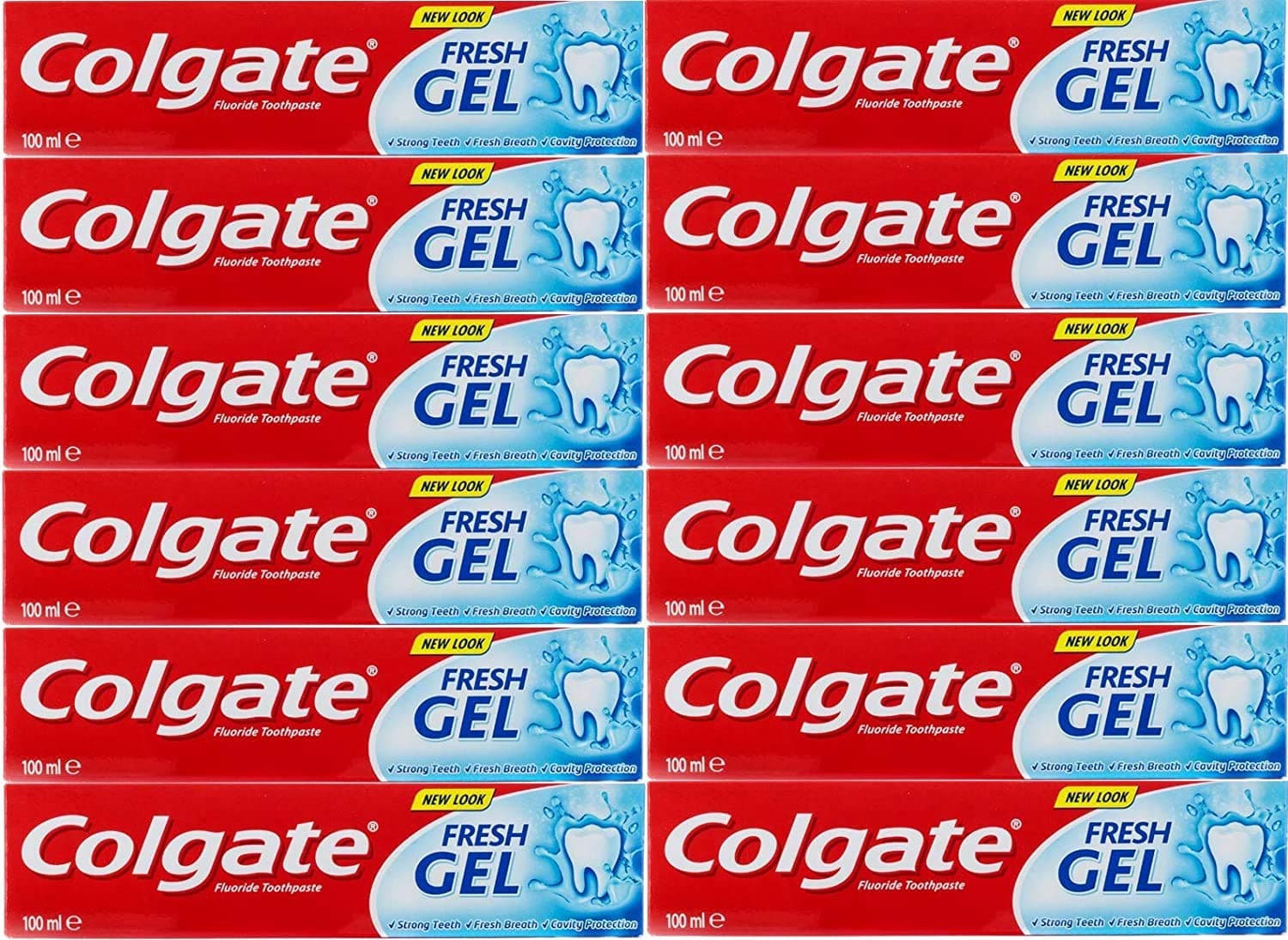 Colgate Fresh Gel Fluoride Toothpaste 100 Milliliter - Pack of 12 Tubes