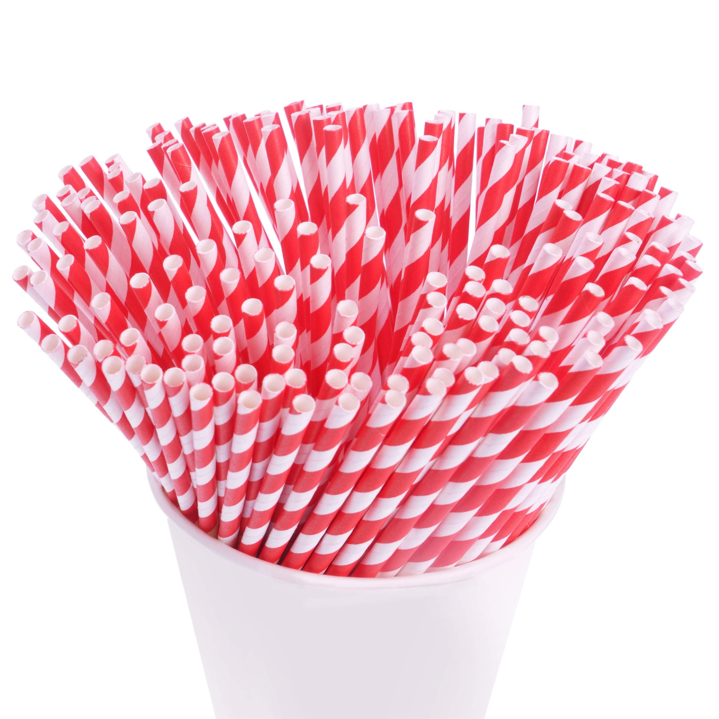 Biodegradable Paper Straws - 210 Bulk Drinking Straws for Restaurant or Party Supplies - The Eco Friendly Paper Straw by LVLY - Red and White Striped