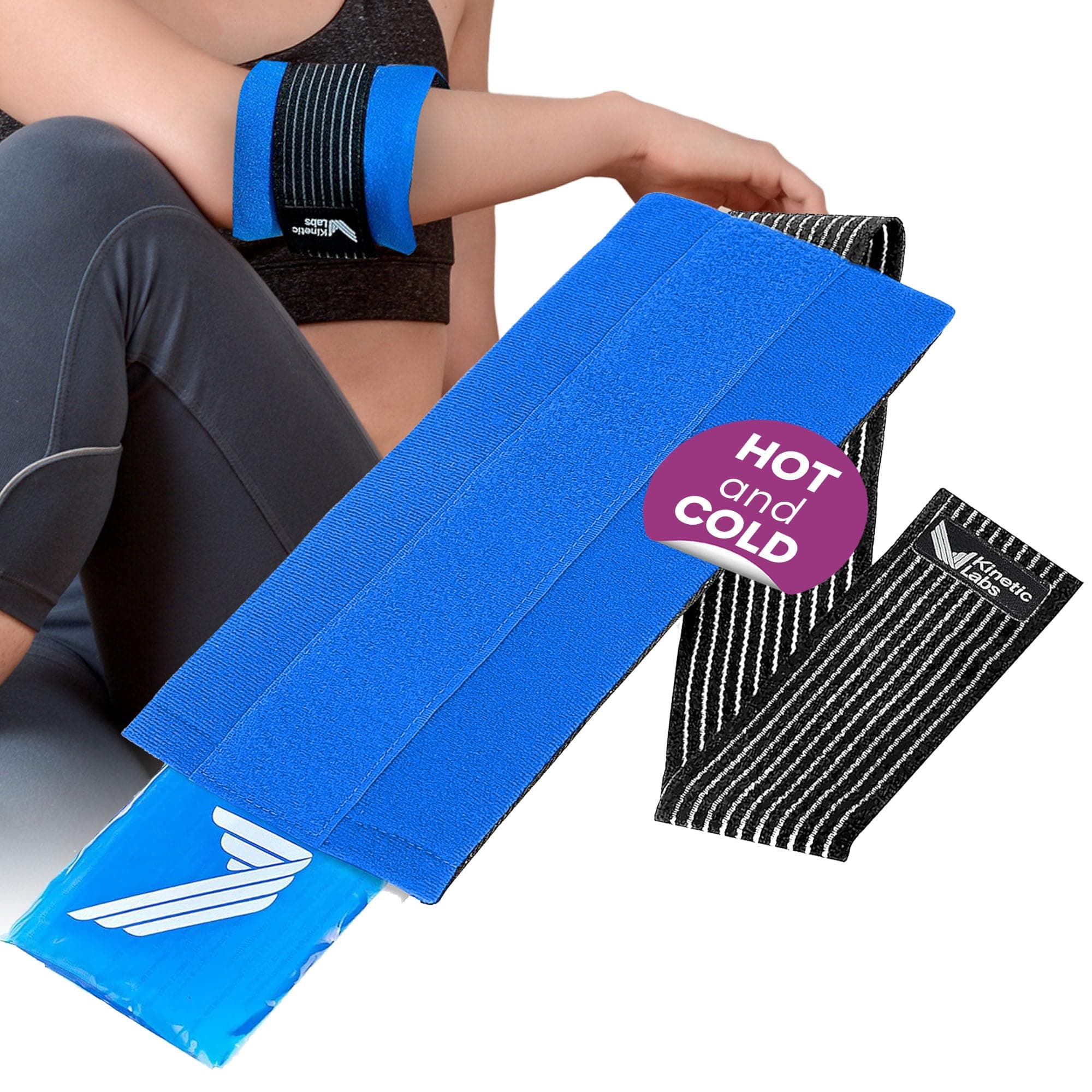 Reusable Gel Ice Pack for Injuries with Strap by Kinetic Labs – Hot Cold Gel Pack Wrap for Pain Relief – Best Ice Wrap for Elbow Ankle Knee Wrist Leg Shoulder Neck Arm Thigh Feet Headaches Surgery
