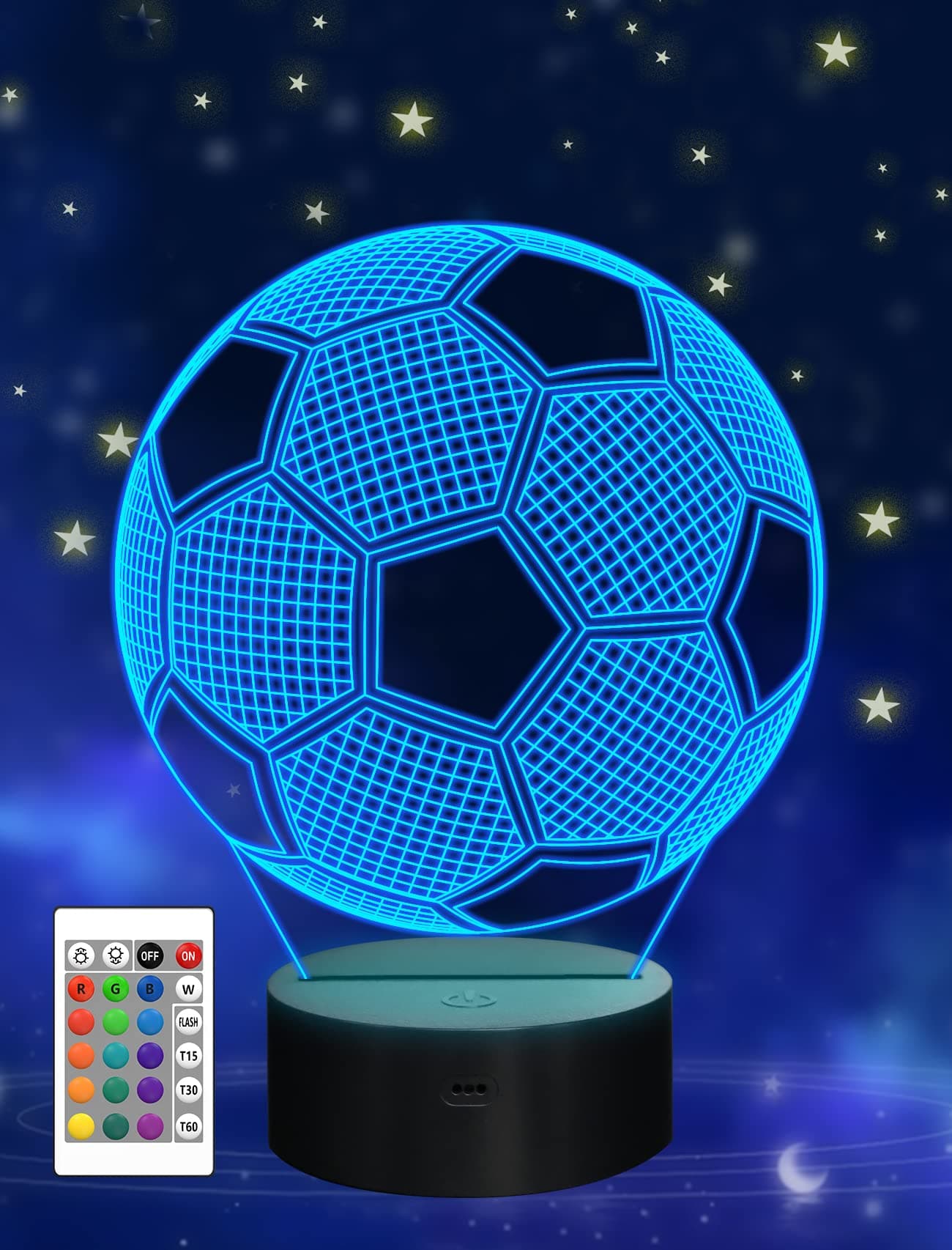 Optical Illusion 3D Lamp 7 Colors Changing Football Beside Table Night Light for Soccer fans Kids Children Xmas Birthday Party Gifts