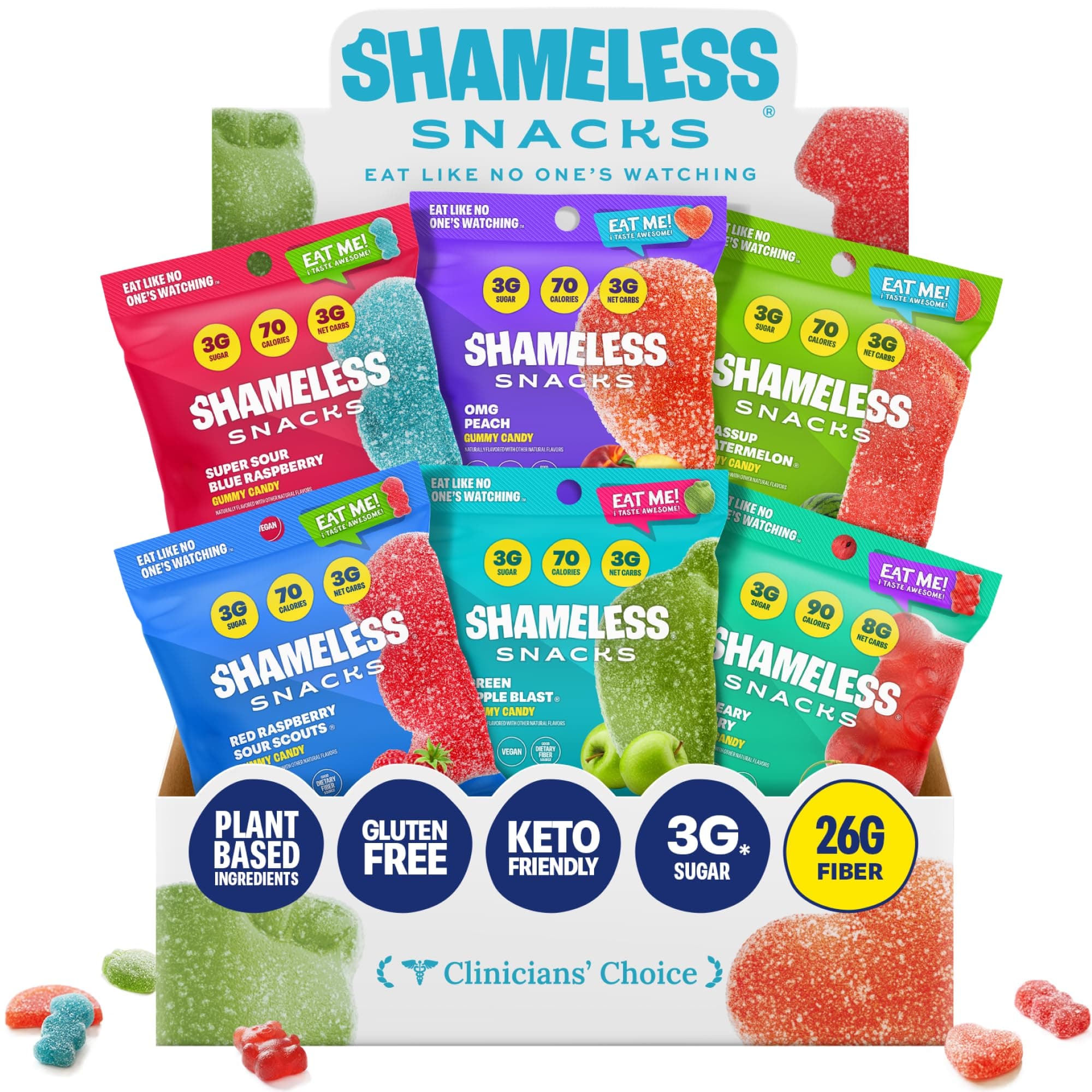 Snacks - Healthy Low Calorie Snacks, Low Carb Keto Gummies (Gluten Free Sweets) - Super Variety Pack of 6 Packs