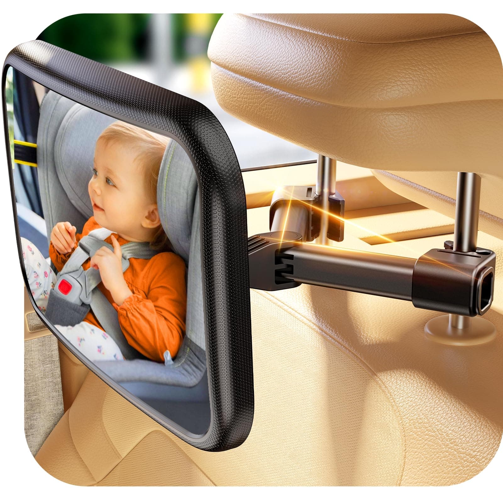 Baby Car Mirror for Baby Hook Clip Design Never Shake Baby Mirror for Car Seat Mirror Rear Facing Newborn Essentials Easy Install Back Seat Mirrors for Car ShatterProof Crash Tested Baby Shower Gifts