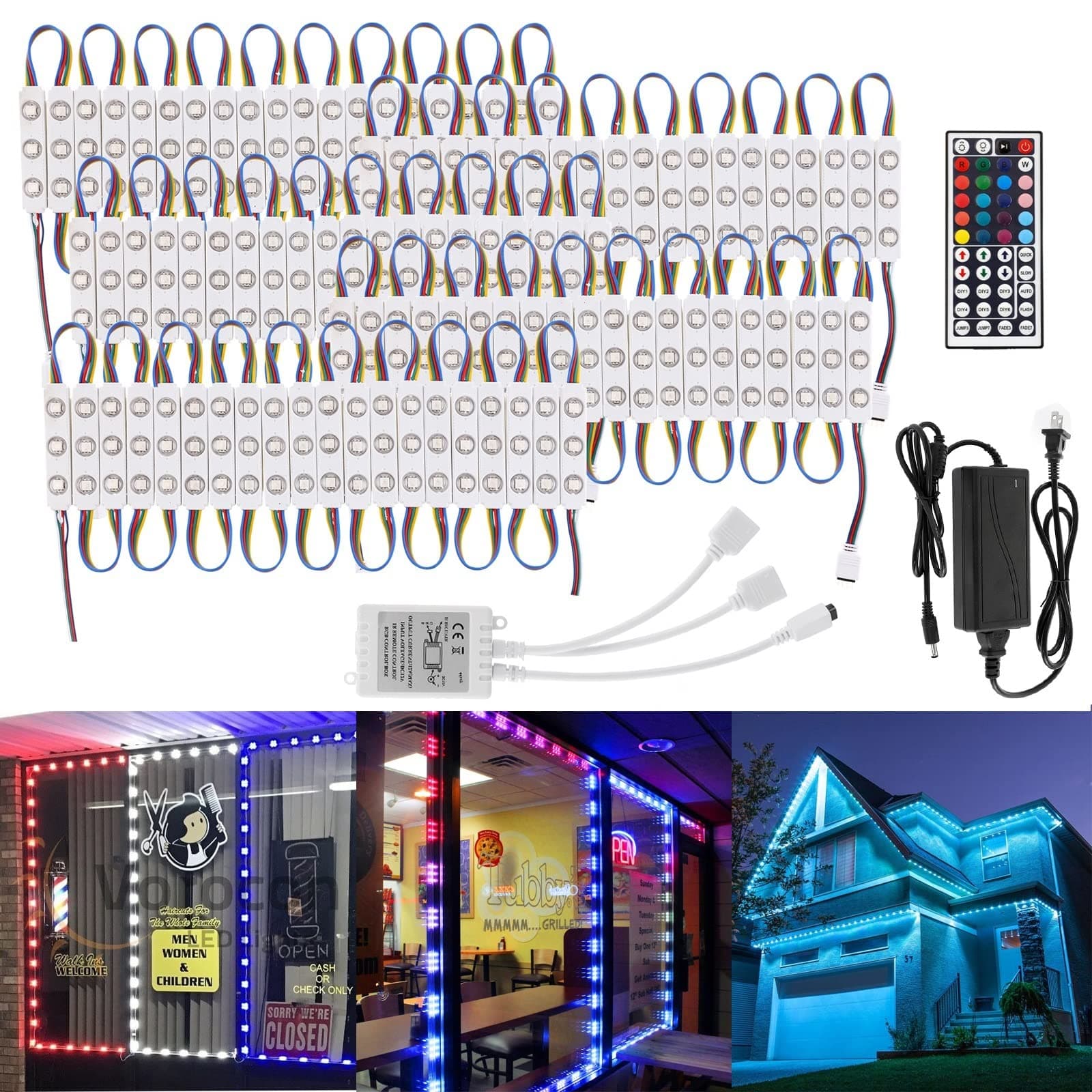 WICHEMI50ft LED Light Modules for Business Window, Commercial Lights, 100 LED Sign Modules 0.92W 3 LED 5050 SMD RGB Strip Lights Adhesive Waterproof for Store Advertising Decoration