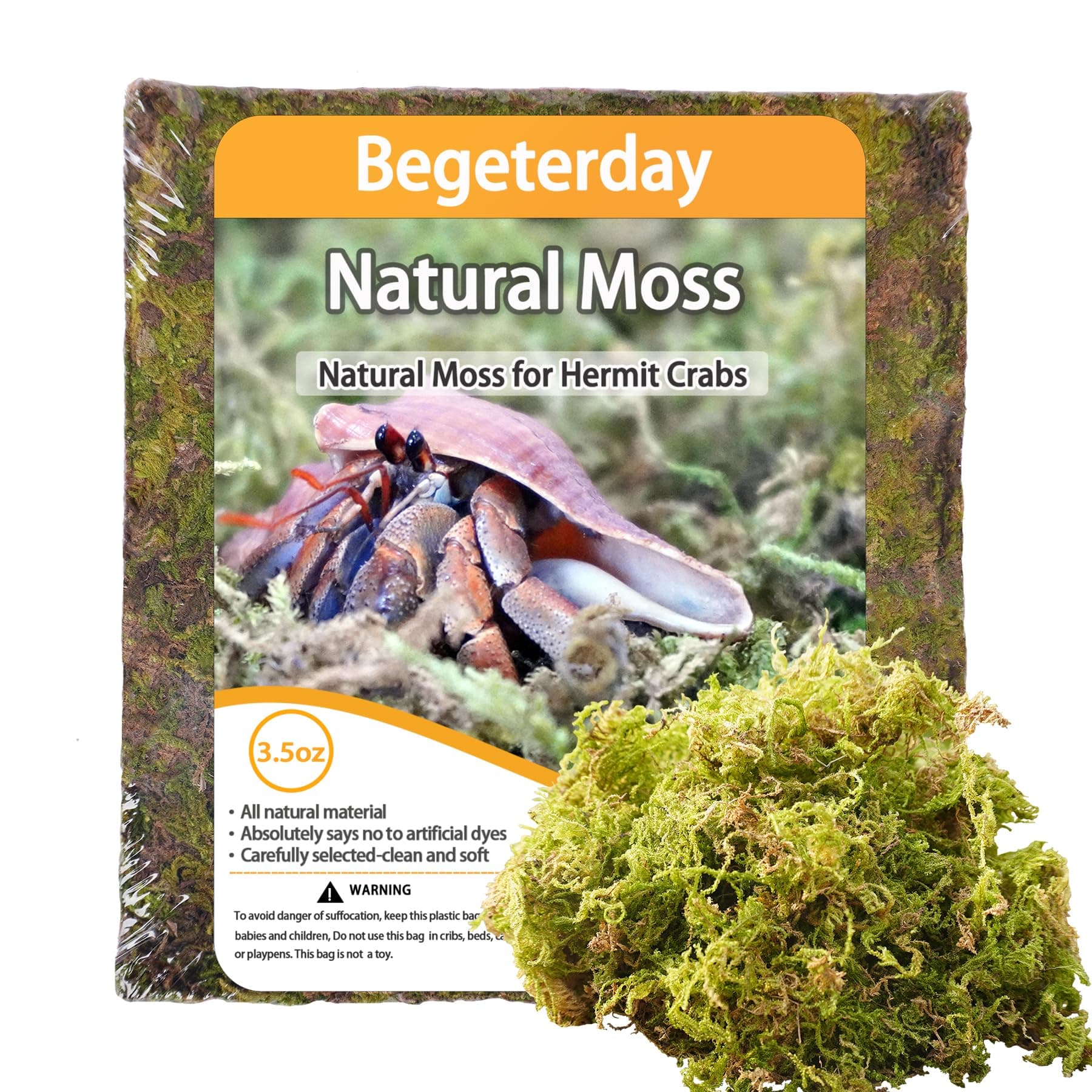 3.5oz Natural Moss for Hermit Crabs, Ideal for Hermit Crab Supplies for Tank Habitat