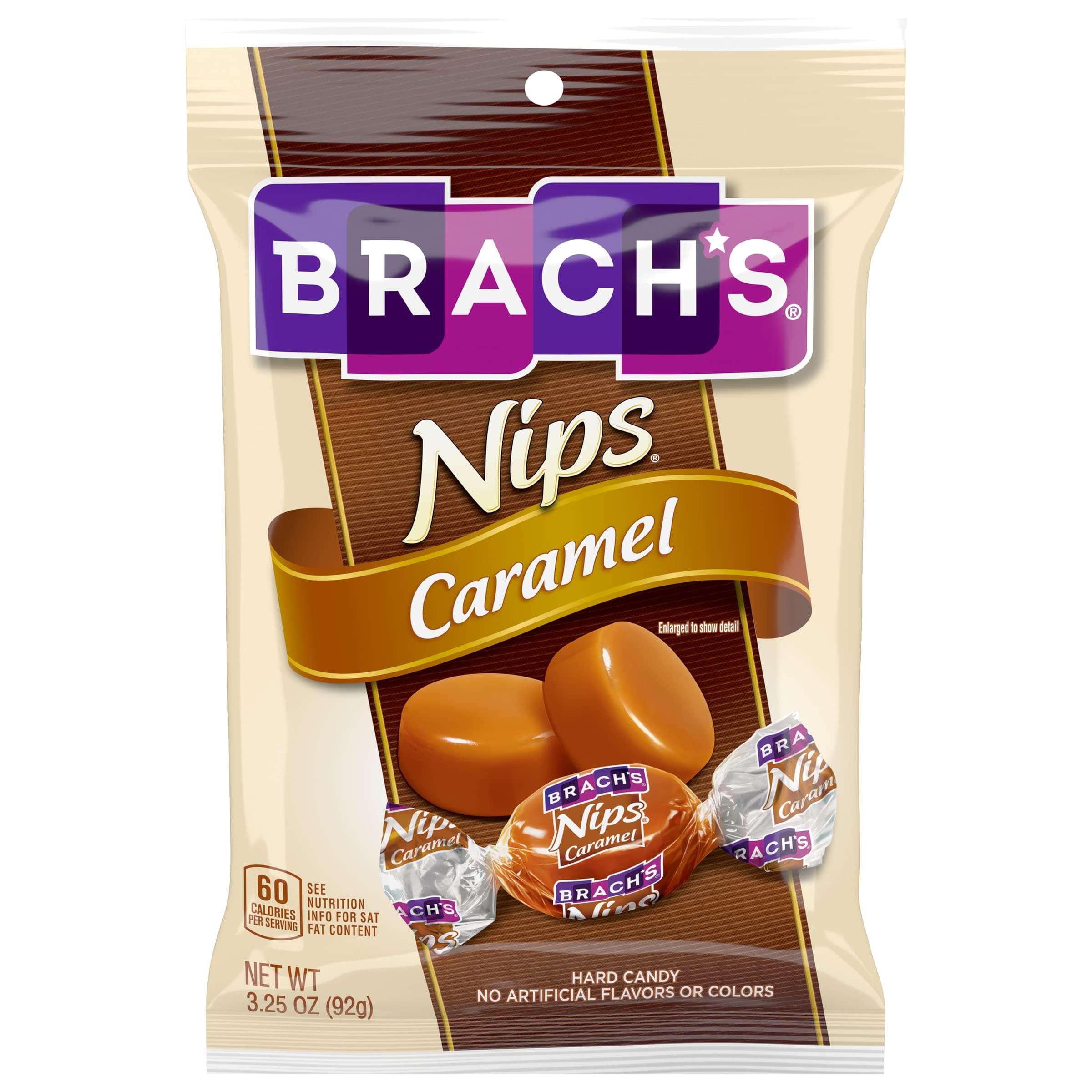 Nips Caramel Flavored Hard Candy, Individually Wrapped Candies, 3.25 Ounce Bags (Pack of 12)