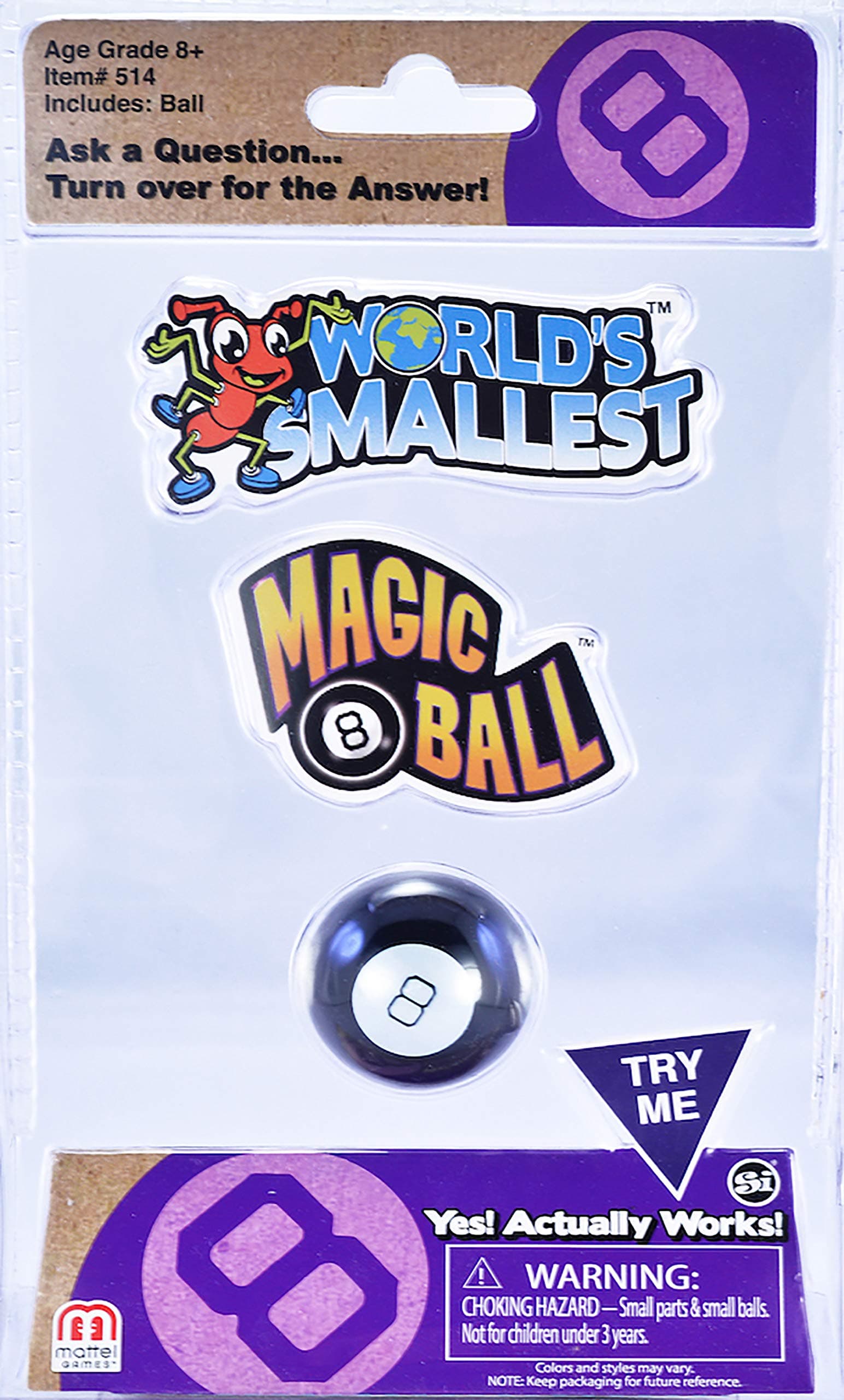Worlds Smallest Magic 8 Ball - Miniature Version of the Classic Fortune Teller Toy. Fully Playable and Accurate to the Original - Includes 10 Positive, Negative, and Neutral Answers,SI514