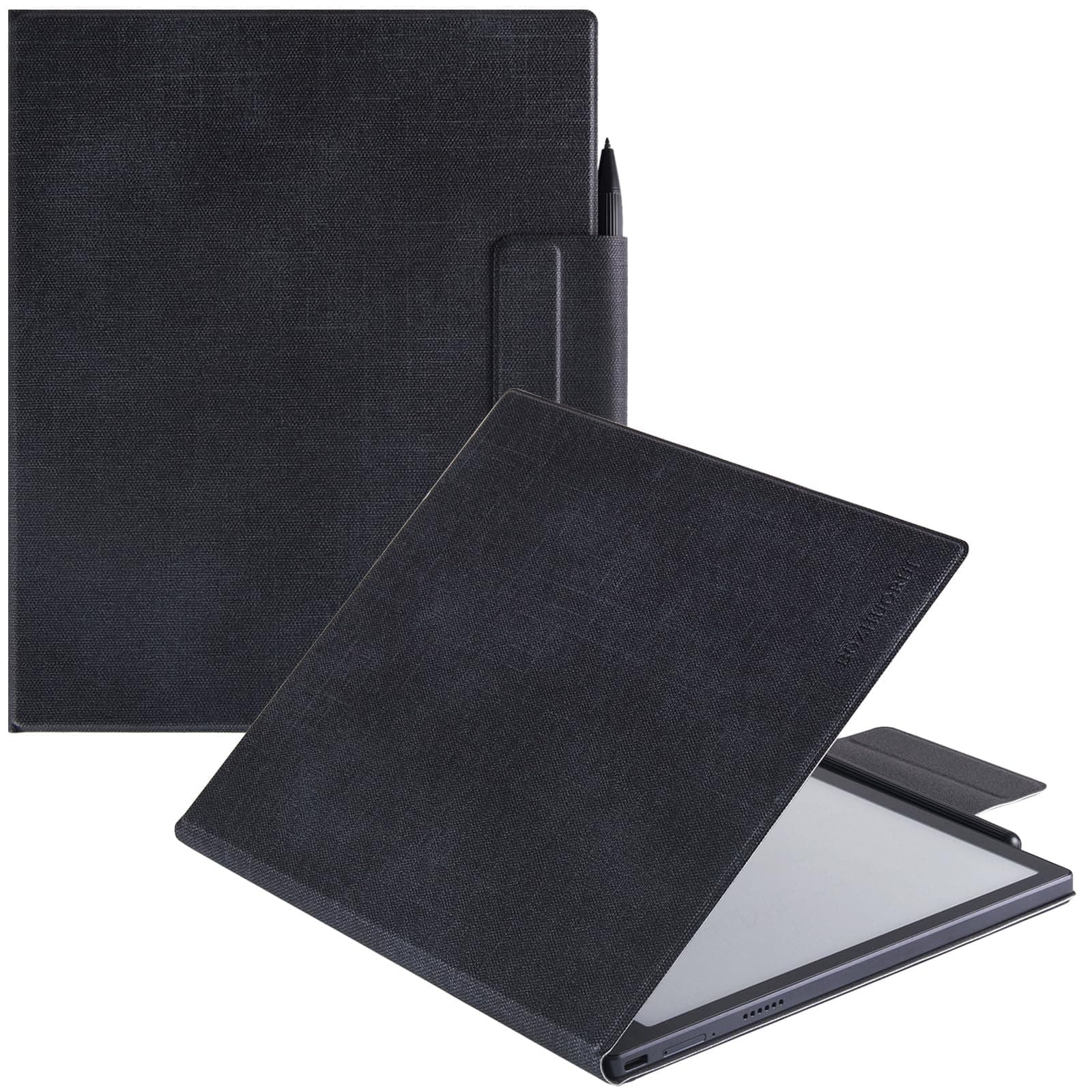 BOZHUORUI Case for 10.3" Boox Tab Ultra C Pro ePaper Tablet | with Sleep/Wake | Magnetic Adsorption | Pen Clasp Design | Thin & Light | PU Leather Smart Cover (Denim Black)