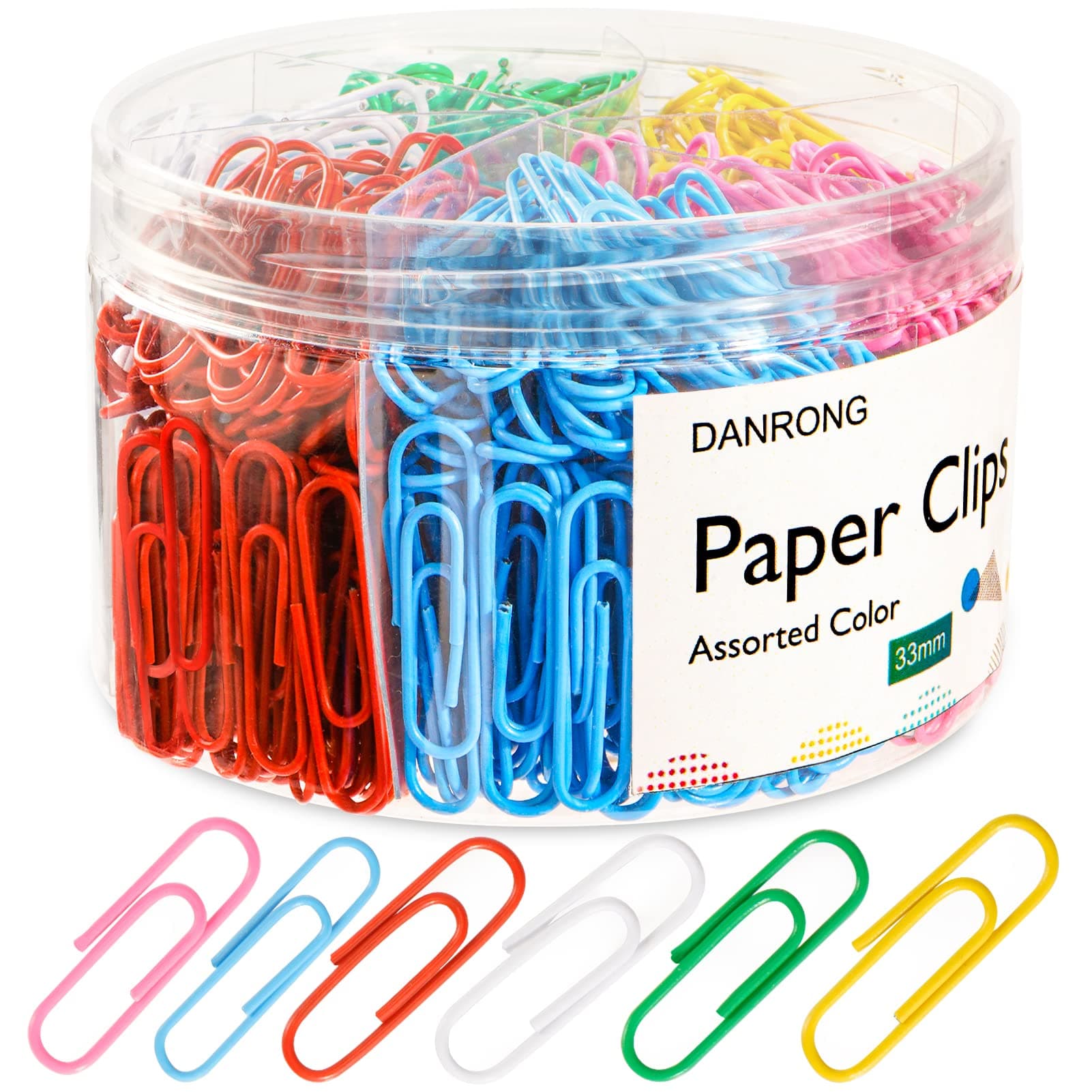 Colored Paper Clips,560 Pcs Medium 1.3 Inch (33 mm) Paper Clips Great for Office School Supplies Colorful Paperclip