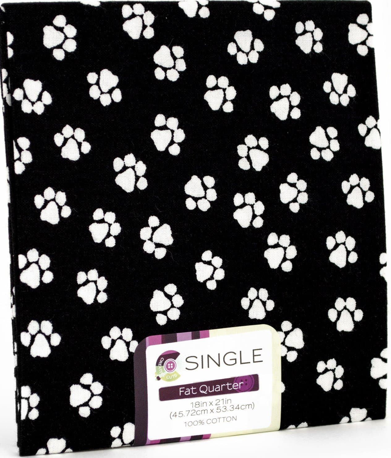 FAT QUARTERS(2) DOG/CAT SMALL Paw Print White on black background ~ 100% COTTON FABRIC ~ Quilt Fabric ~ CRAFTS ~ SEWING