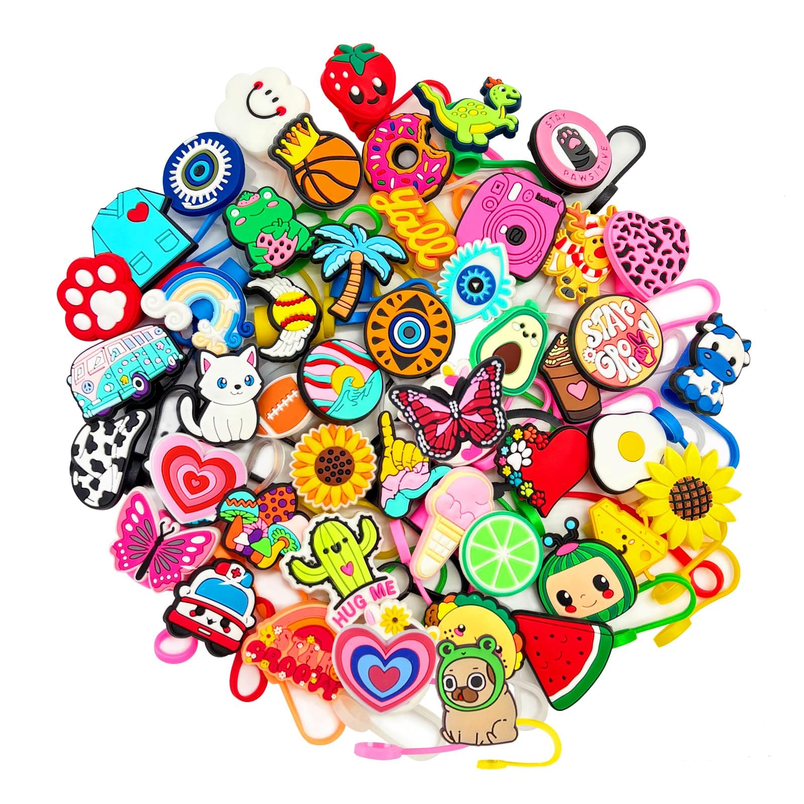 20Pcs Random Different Straw Cover Toppers for Stanley 40oz Cute Tumbler Straw Cap for 0.4inch Straws Stanley Cup Accessories