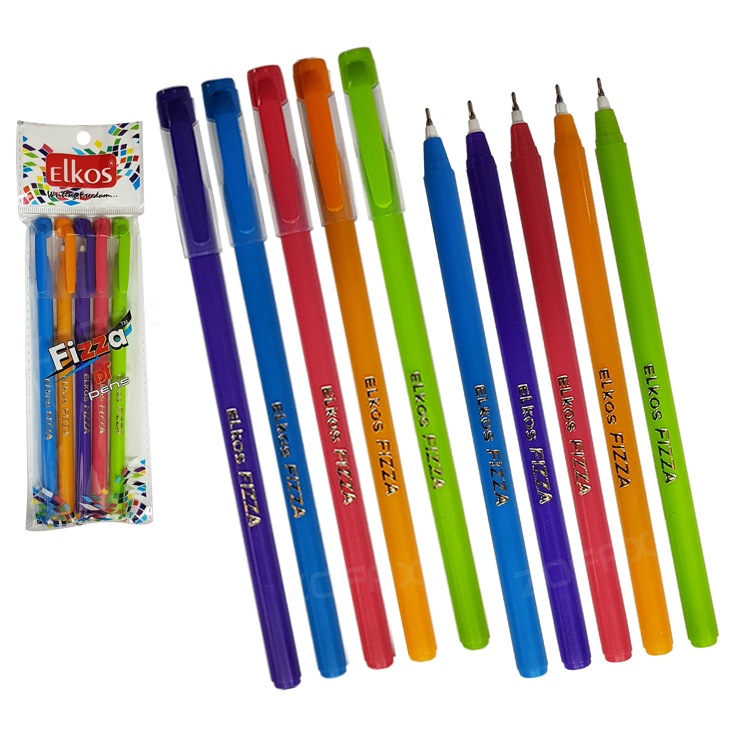 ELKOS BLUE Ballpoint Pens, 0.7mm Fine Point, Pack of 20, Fizza Ball Pens, Smooth Writing, Perfect School Office Home Pens, ZOFAX Black Ball Pen