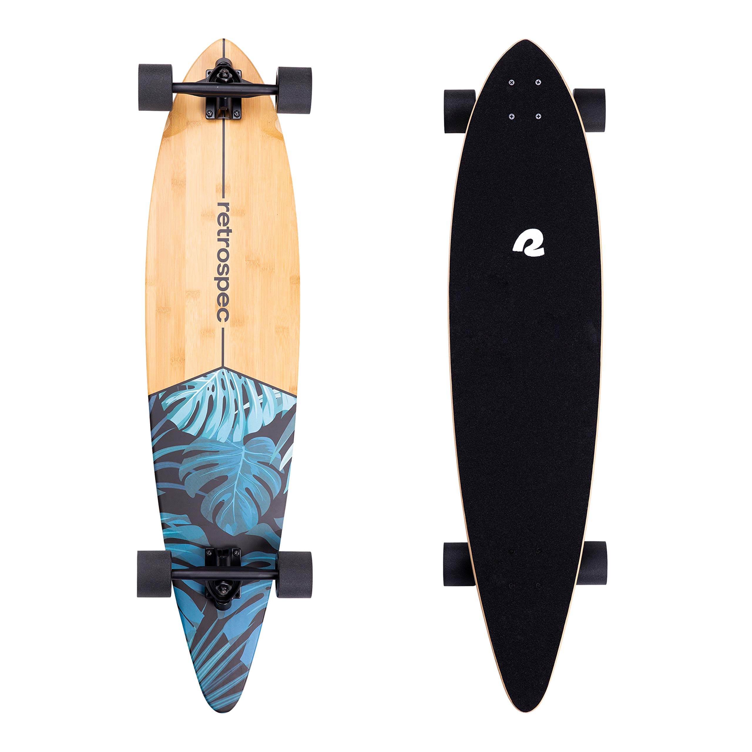 Zed Cruiser & Pintail Longboard Skateboard Complete Cruiser | Bamboo & Canadian Maple Wood Cruiser w/Reverse Kingpin Trucks for Commuting, Cruising, Carving & Downhill Riding