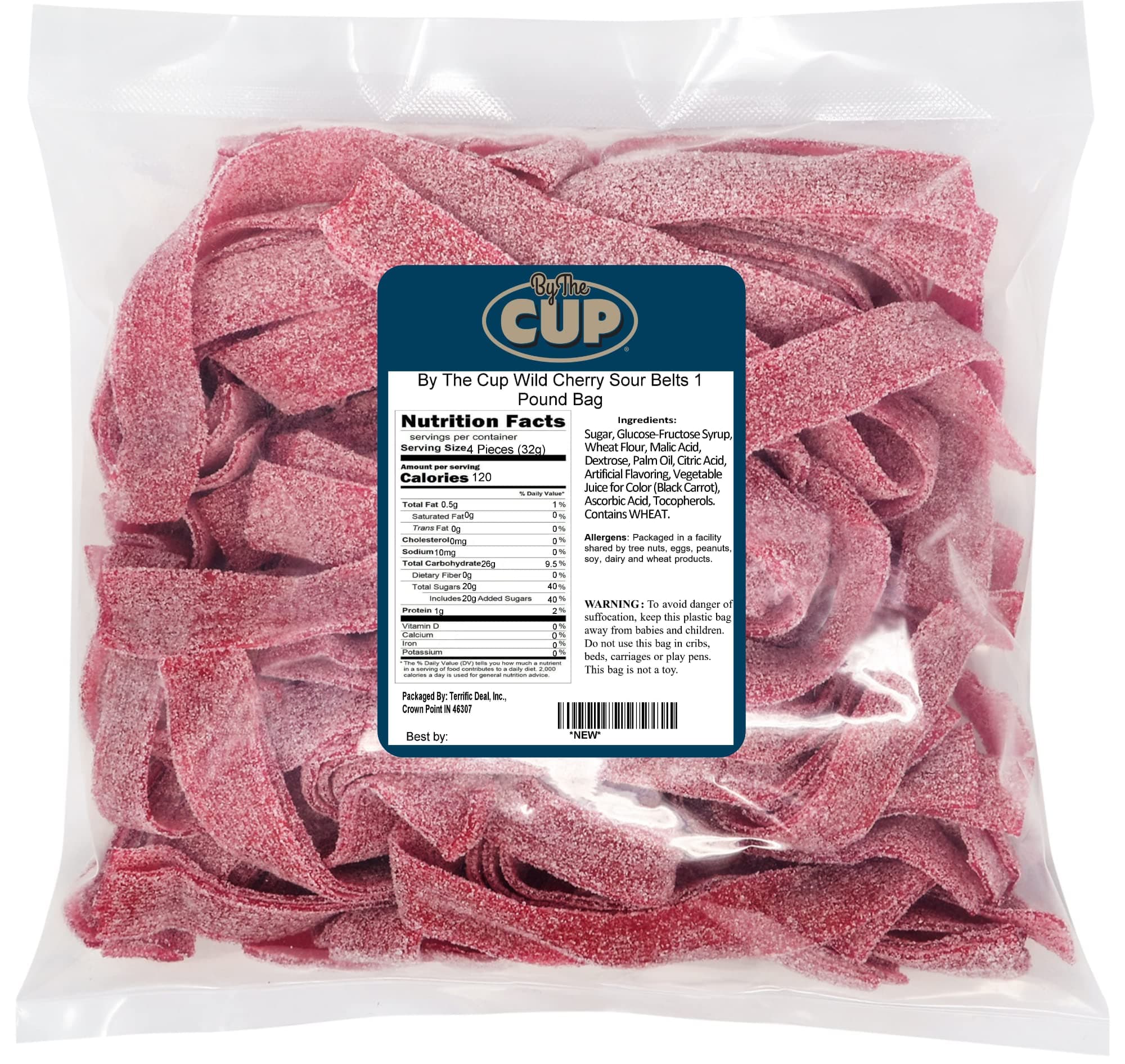 Wild Cherry Sour Belts, 1 lb Bulk Bag