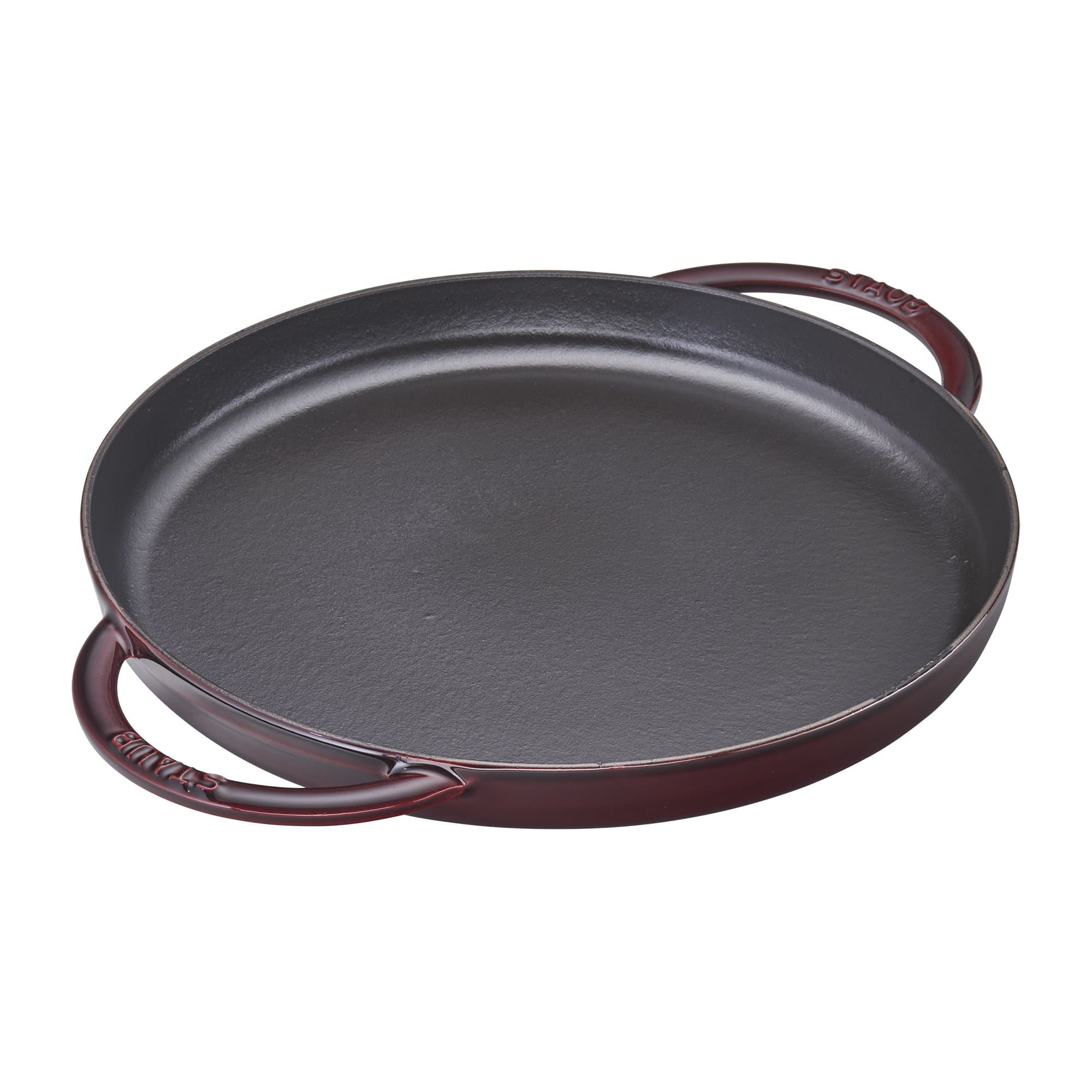 Staub Cast Iron 10-inch Round Double Handle Pure Griddle - Grenadine, Made in France