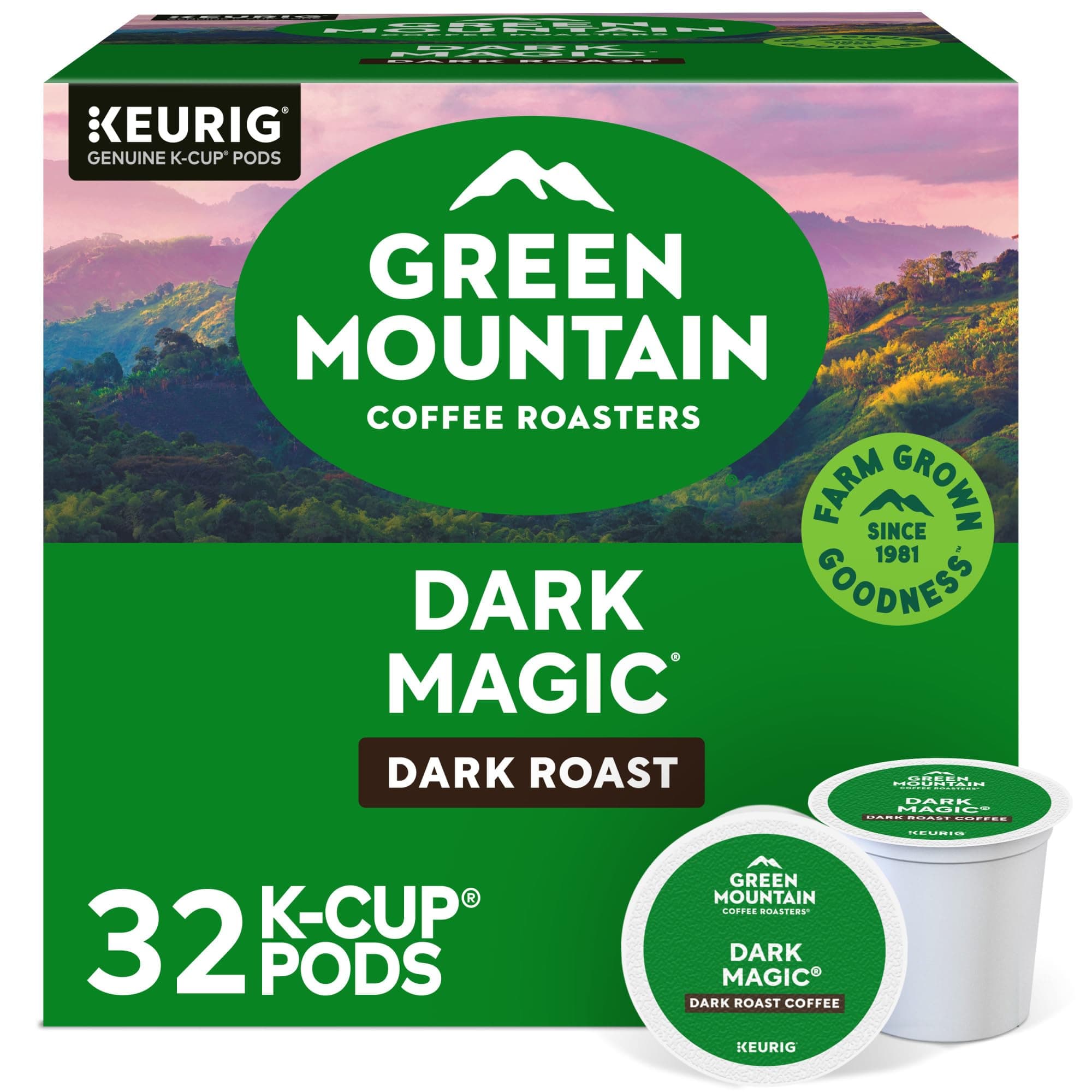 Dark Magic, Single-Serve Keurig K-Cup Pods, Dark Roast Coffee Pods, 32 Count