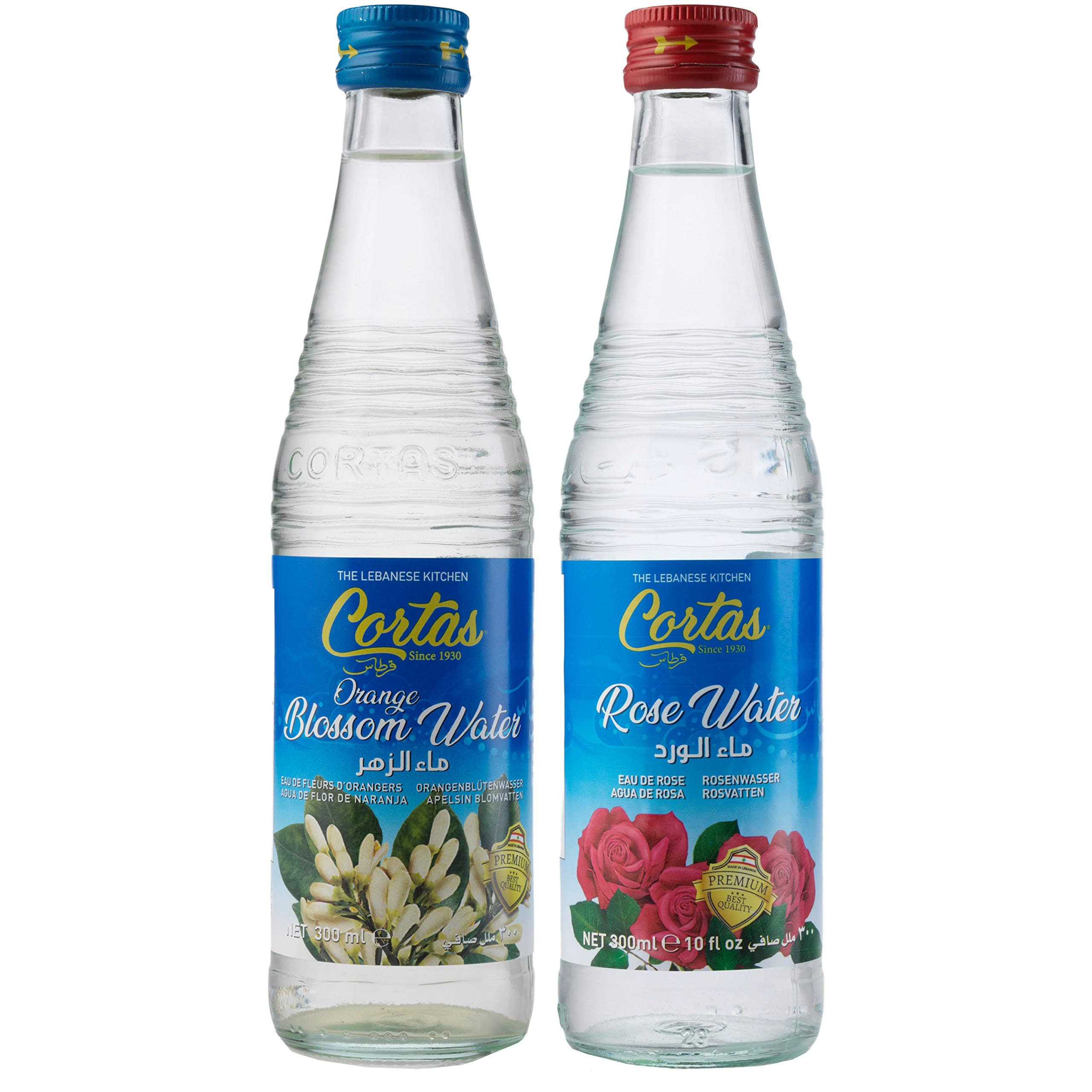 Combo Pack - Rose Water 10 Fl. Oz. & Orange Blossom Water 10 Fl. Oz - Total 2 Bottles