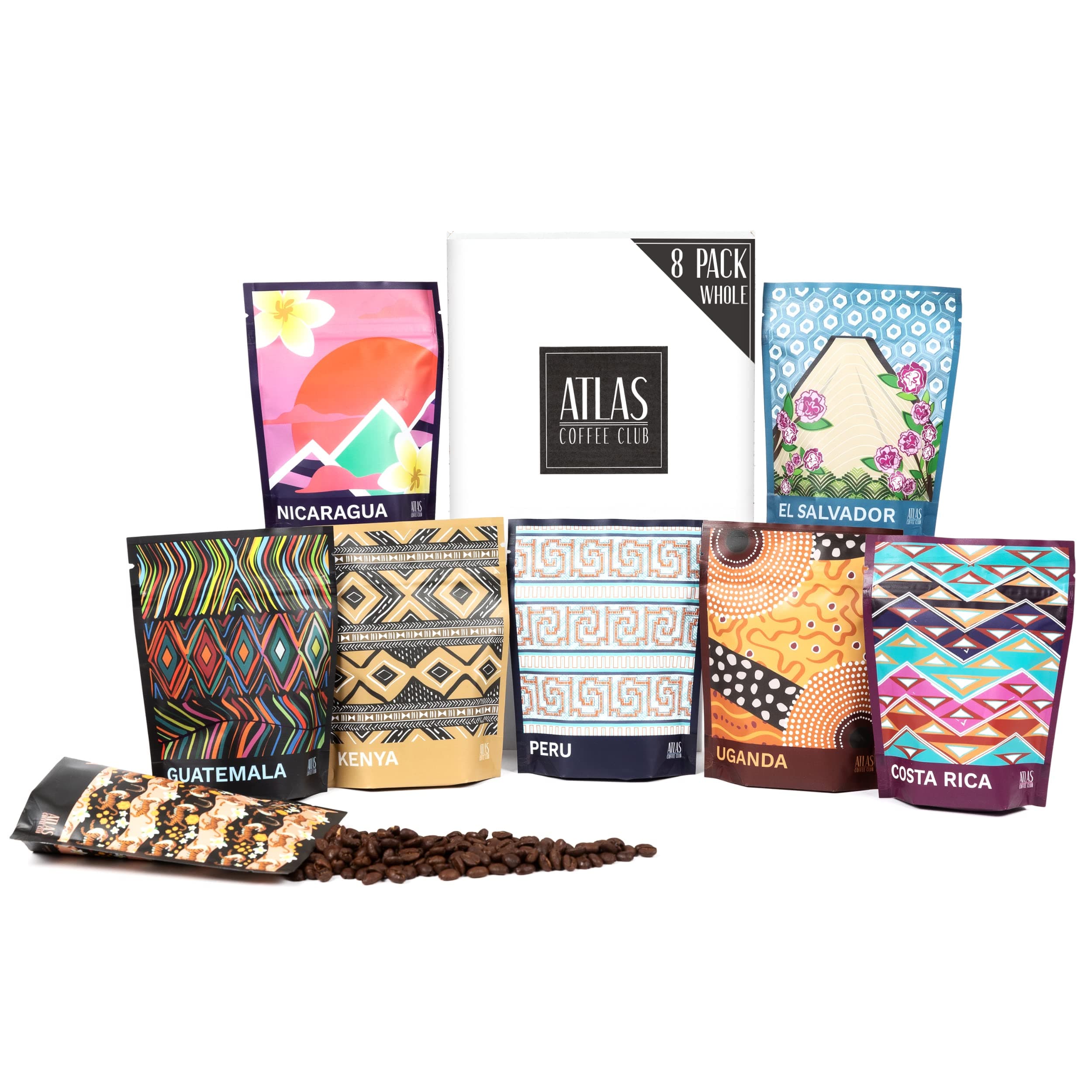 - Atlas Coffee Club World of Coffee Discovery Set - Gourmet Coffee Gift Sampler - 8-Pack Variety Box of the World’s Best Single Origin Coffees - Whole Bean